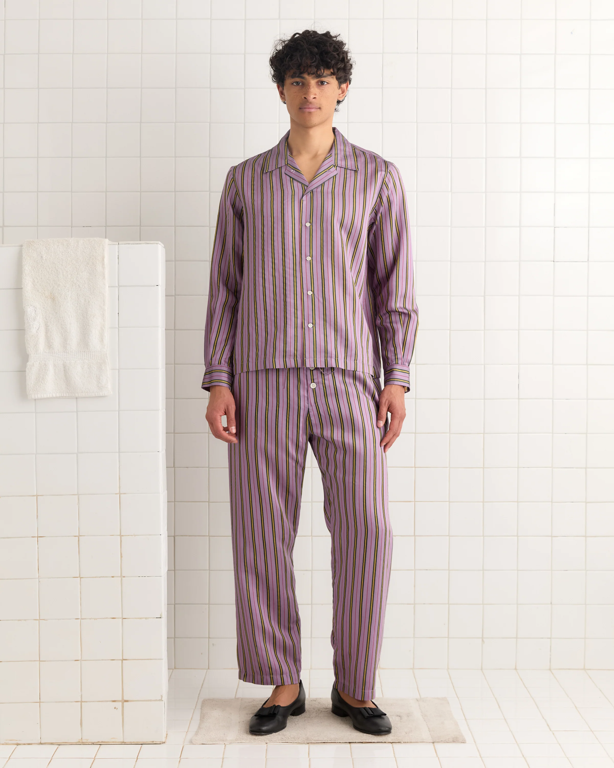 Alumni Stripe Long Sleeve Shirt - Purple