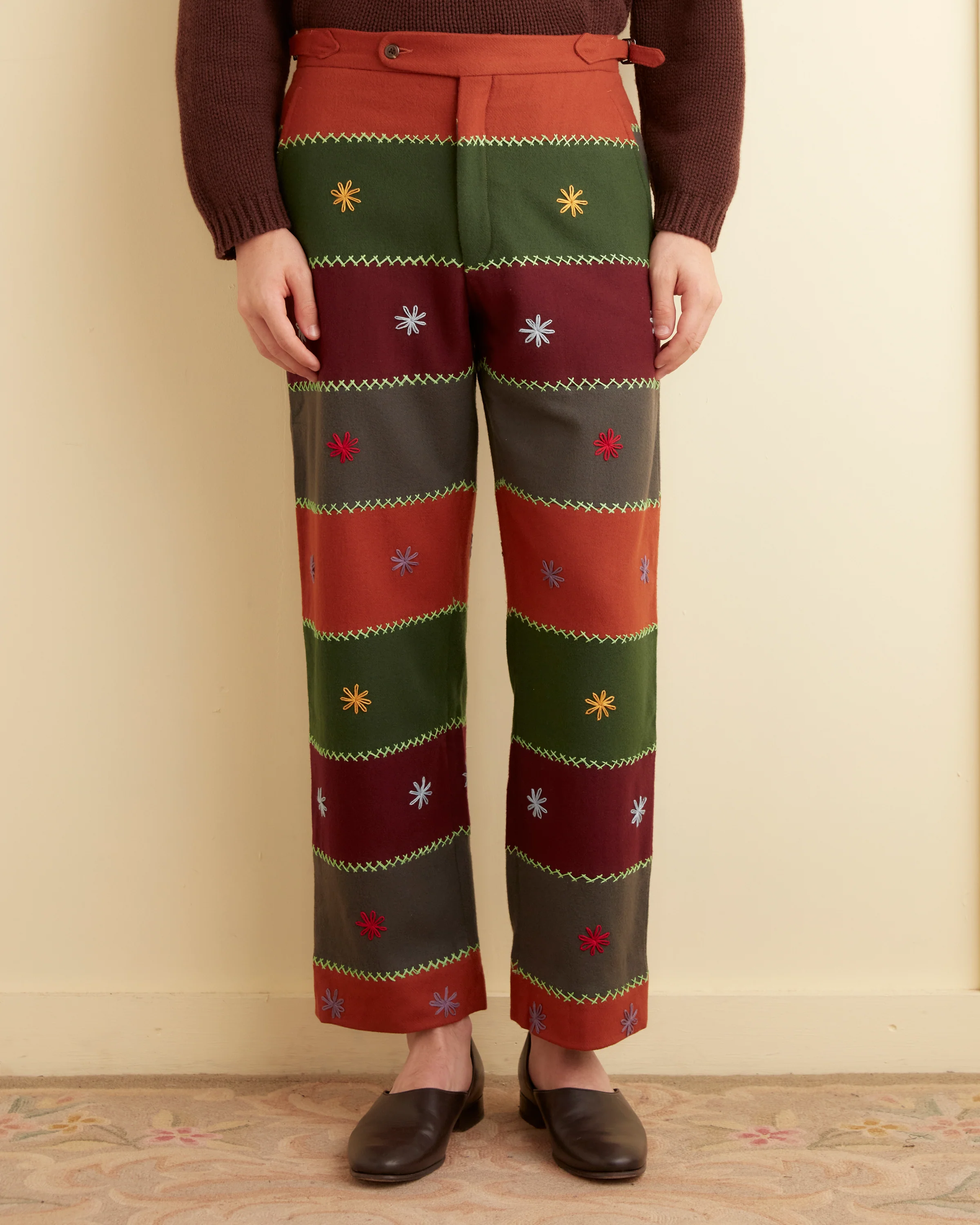 Embroidered Autumn Quilt Trousers - Image 2