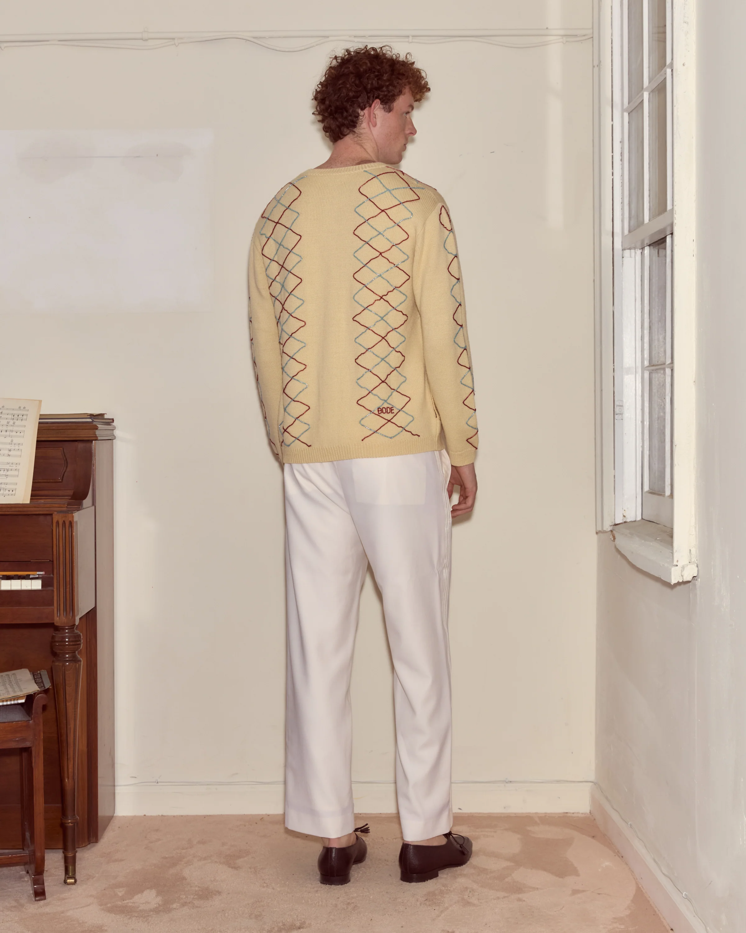 Beaded Argyle Sketch Cardigan - Image 3