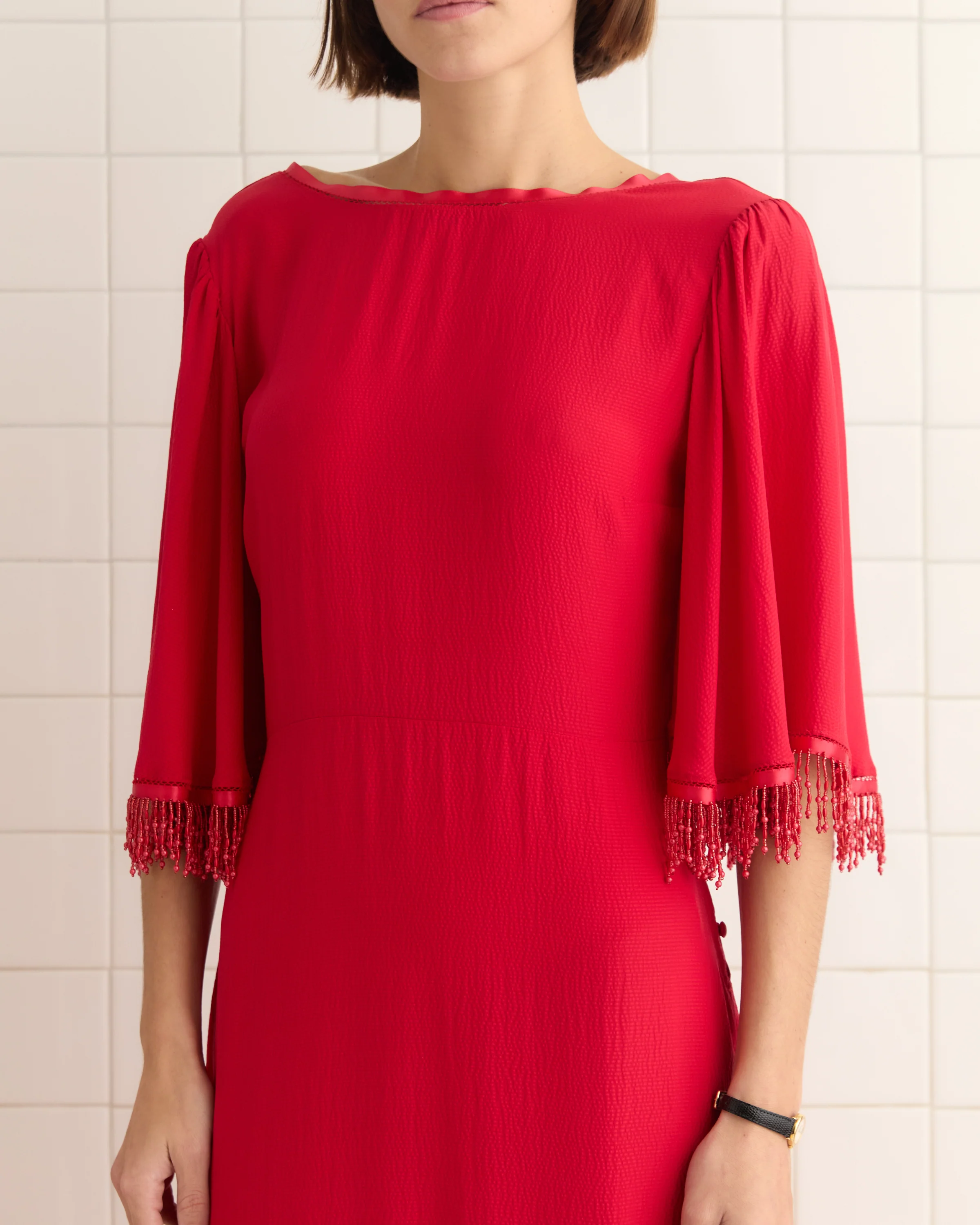 Beaded Claret Gown - Red - Image 2