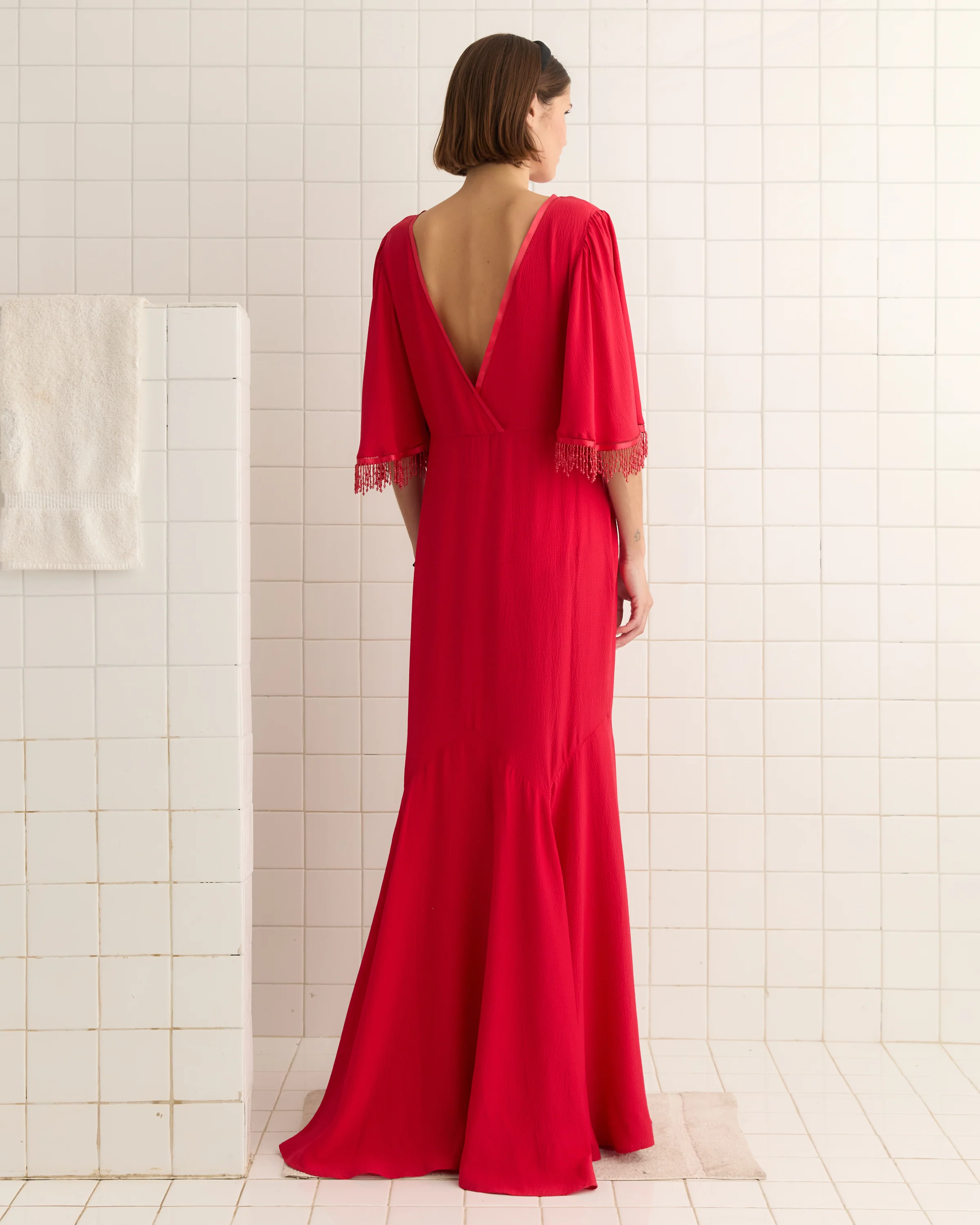 Beaded Claret Gown - Red - Image 3