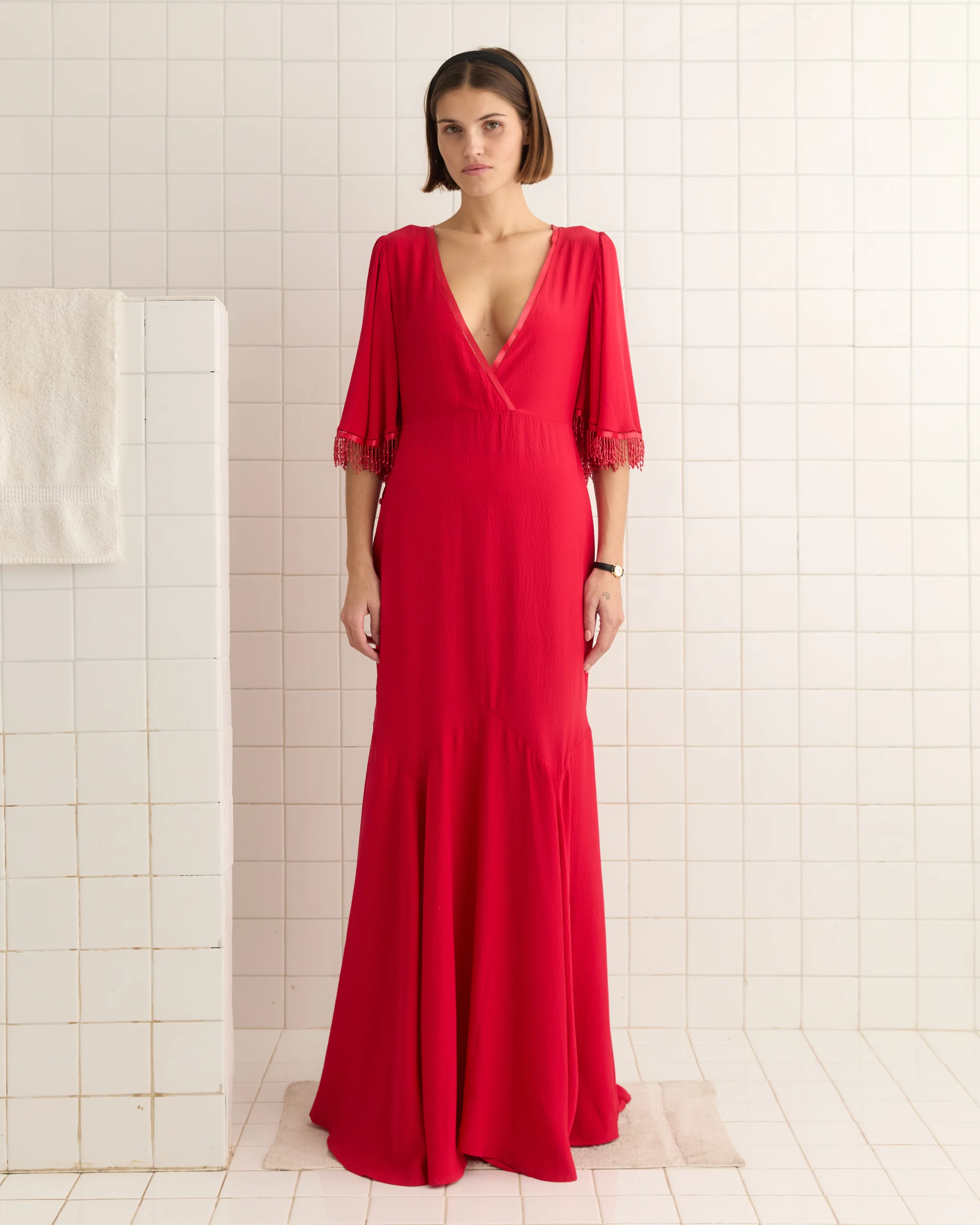 Beaded Claret Gown - Red - Image 4
