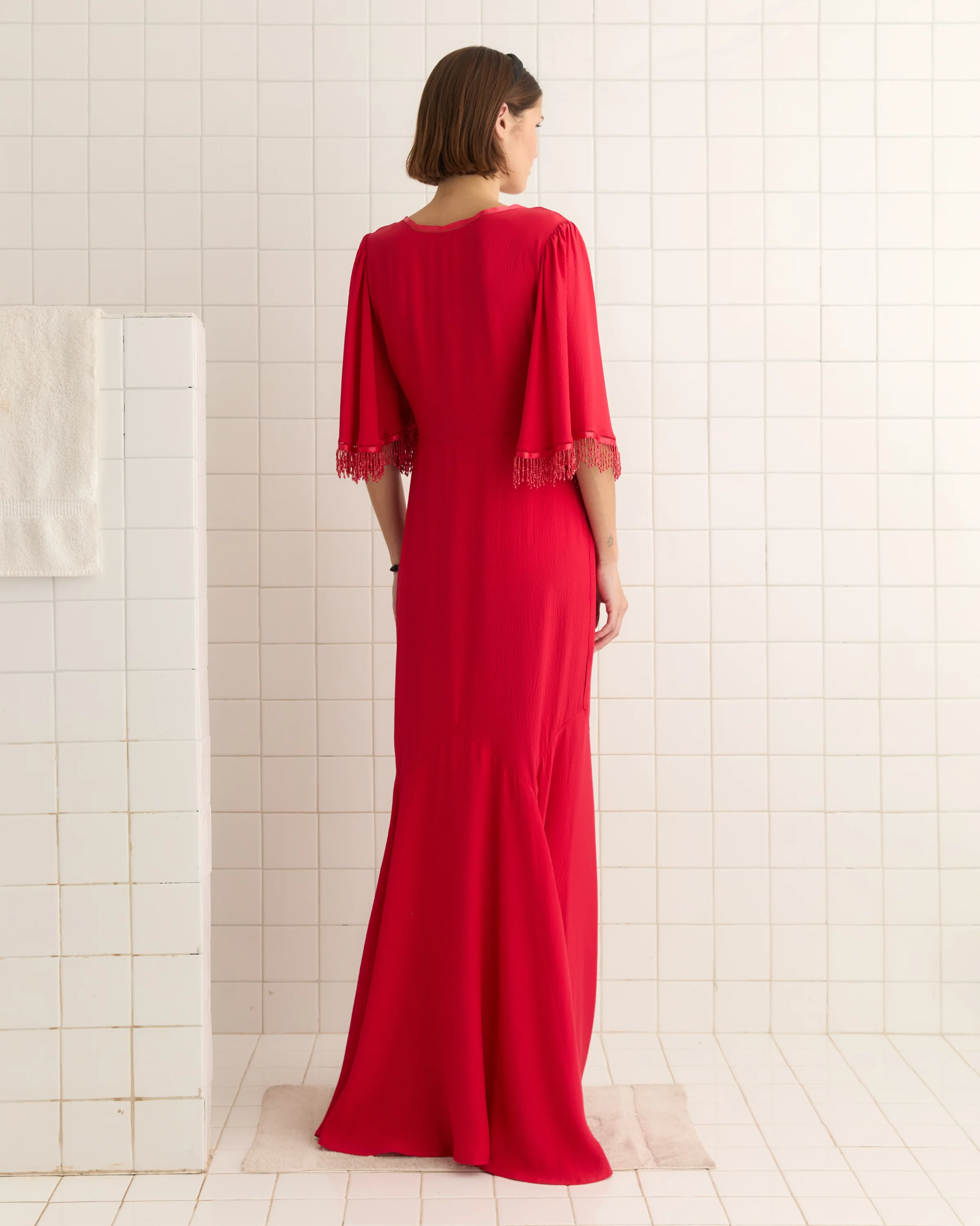 Beaded Claret Gown - Red - Image 5