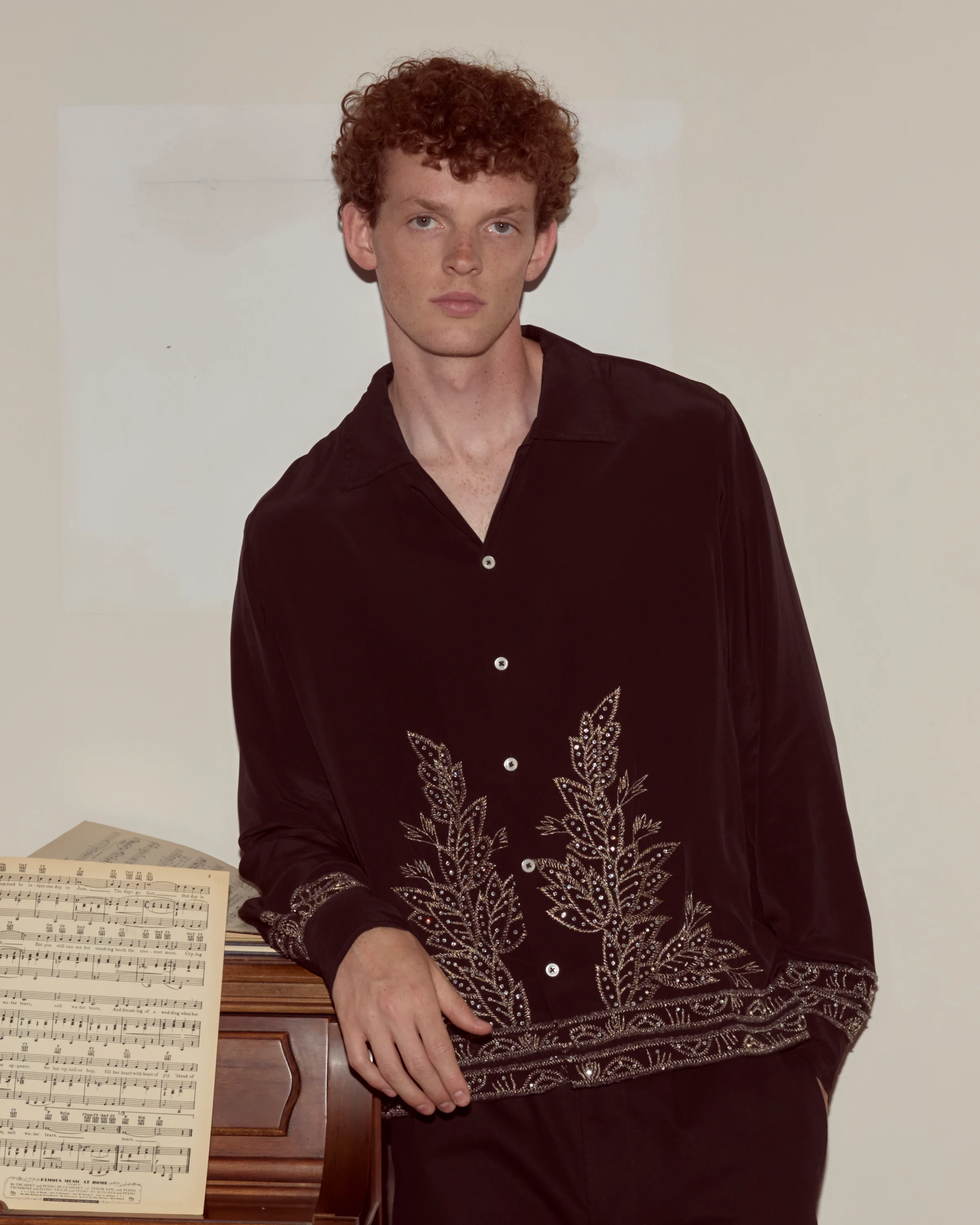 Beaded Epoque Long Sleeve Shirt