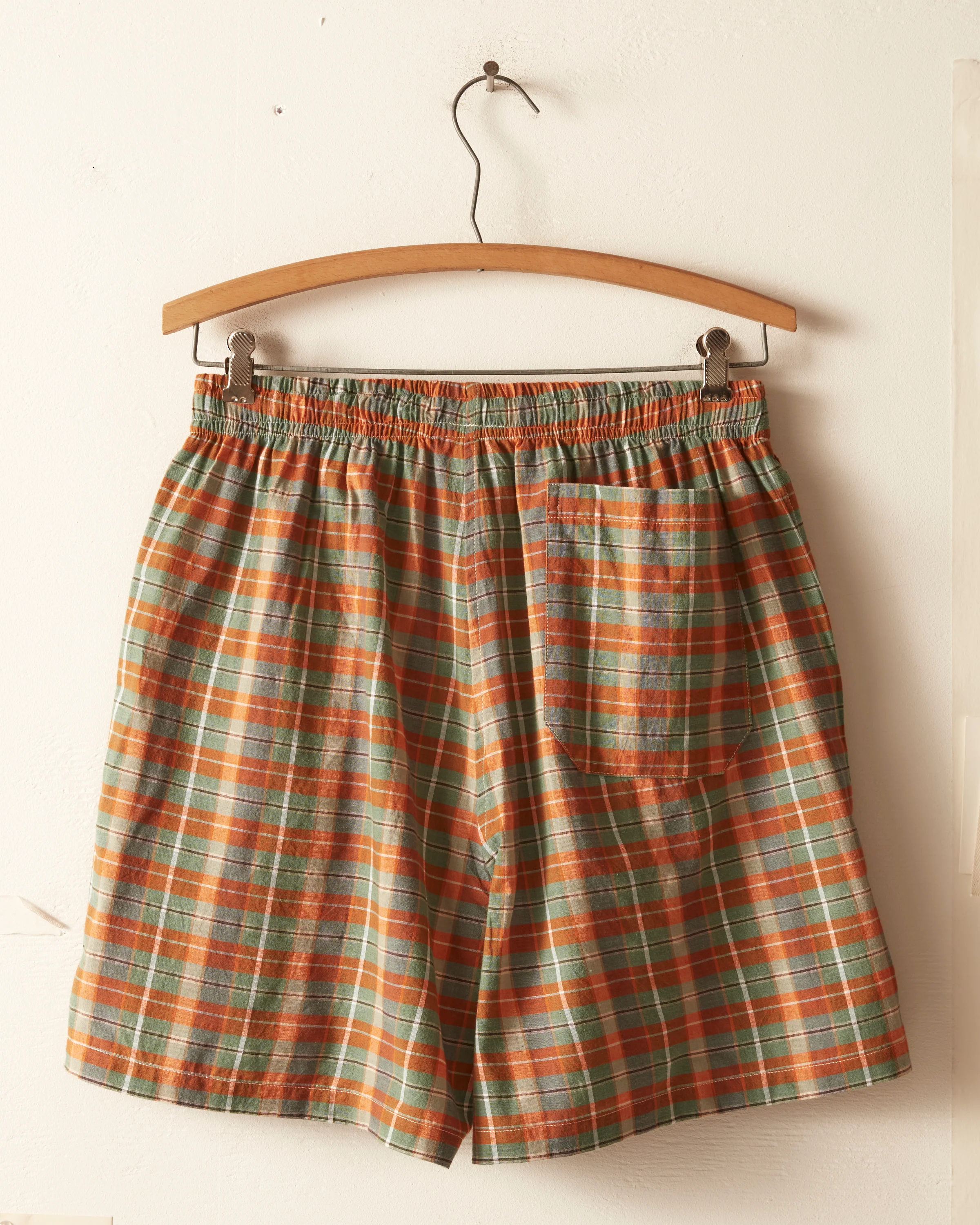 Beaded Floral Madras Shorts - Blue - Image 3