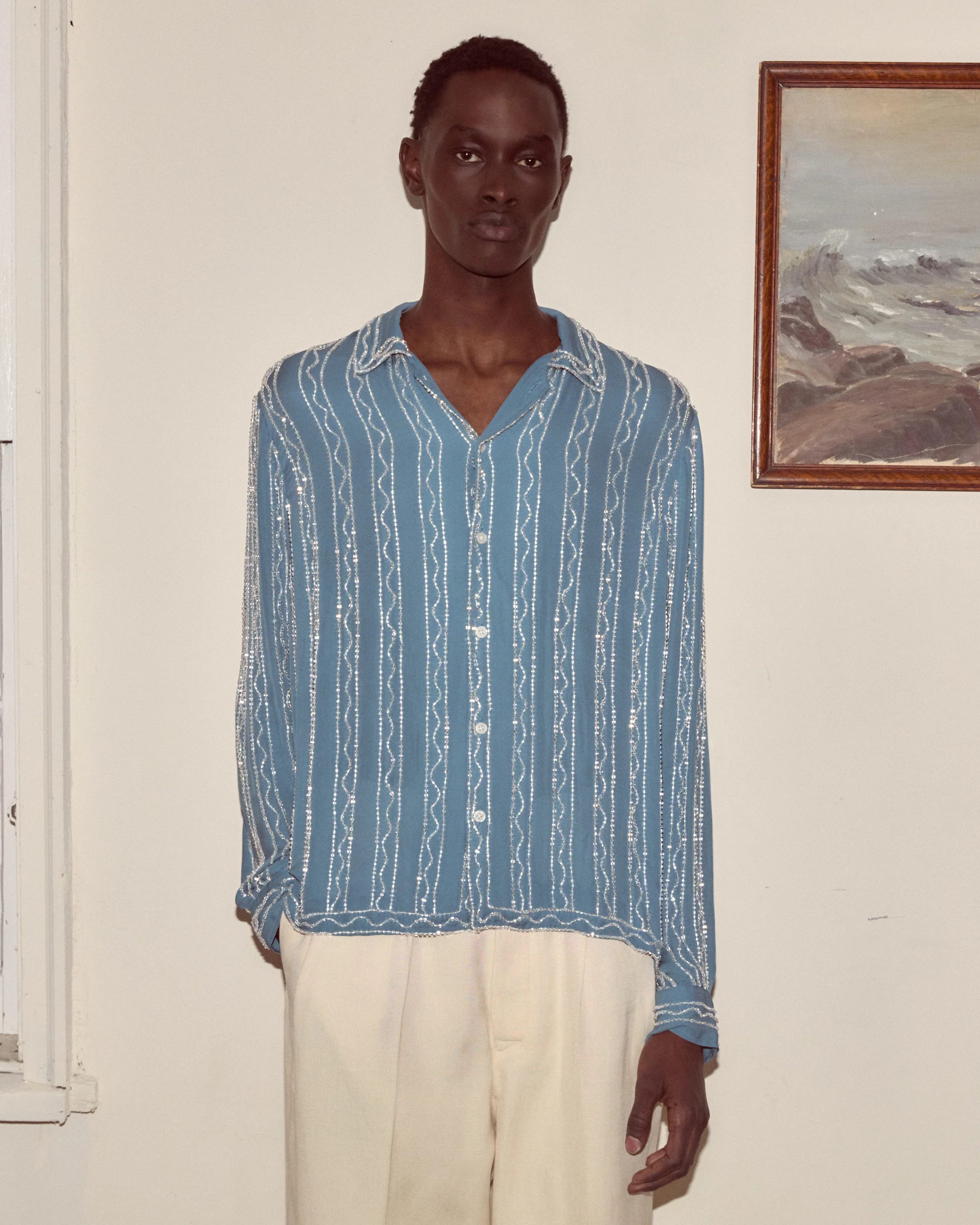 Beaded Sea Stripe Shirt