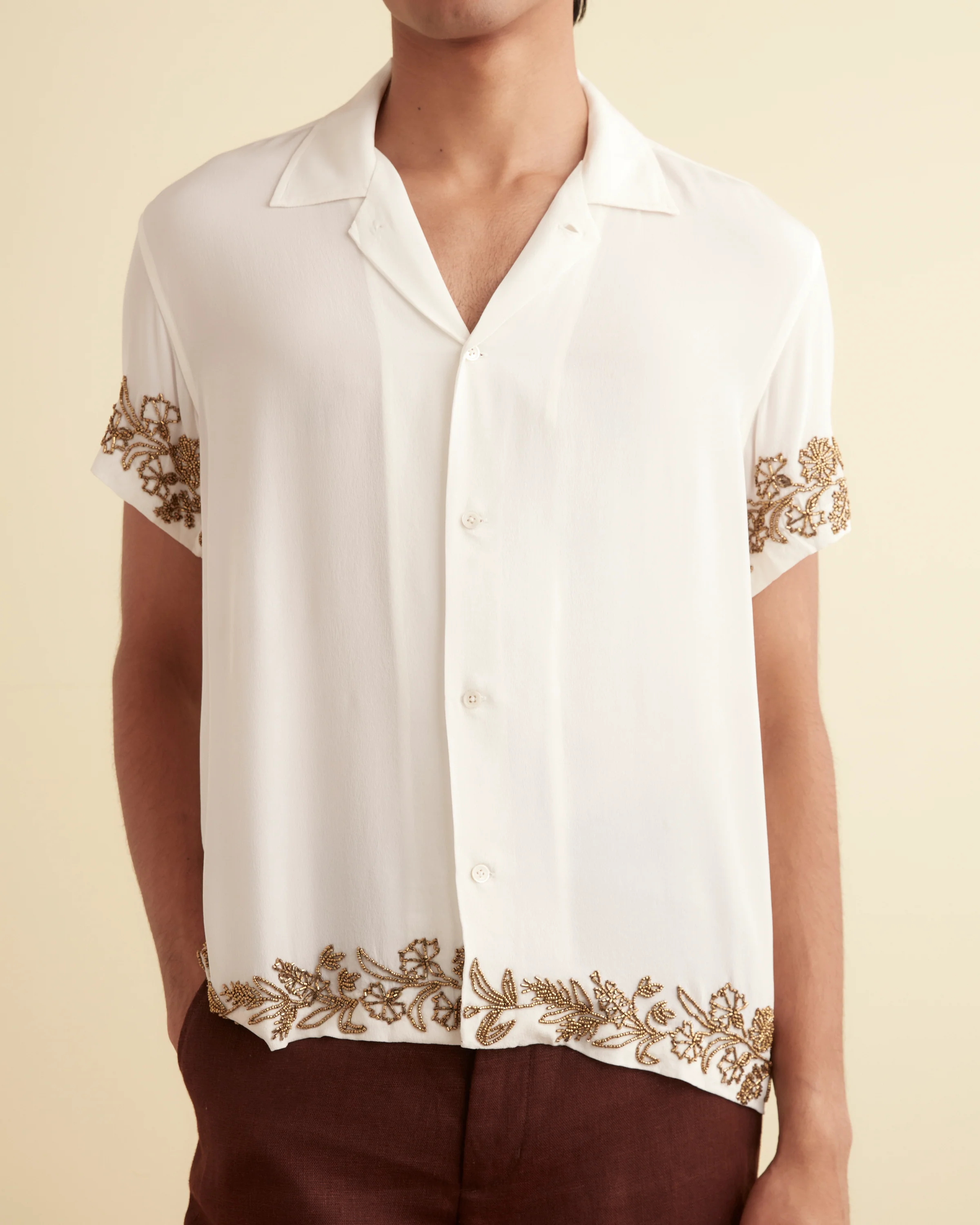 Beaded Wheat Flower Short Sleeve Shirt - Image 2