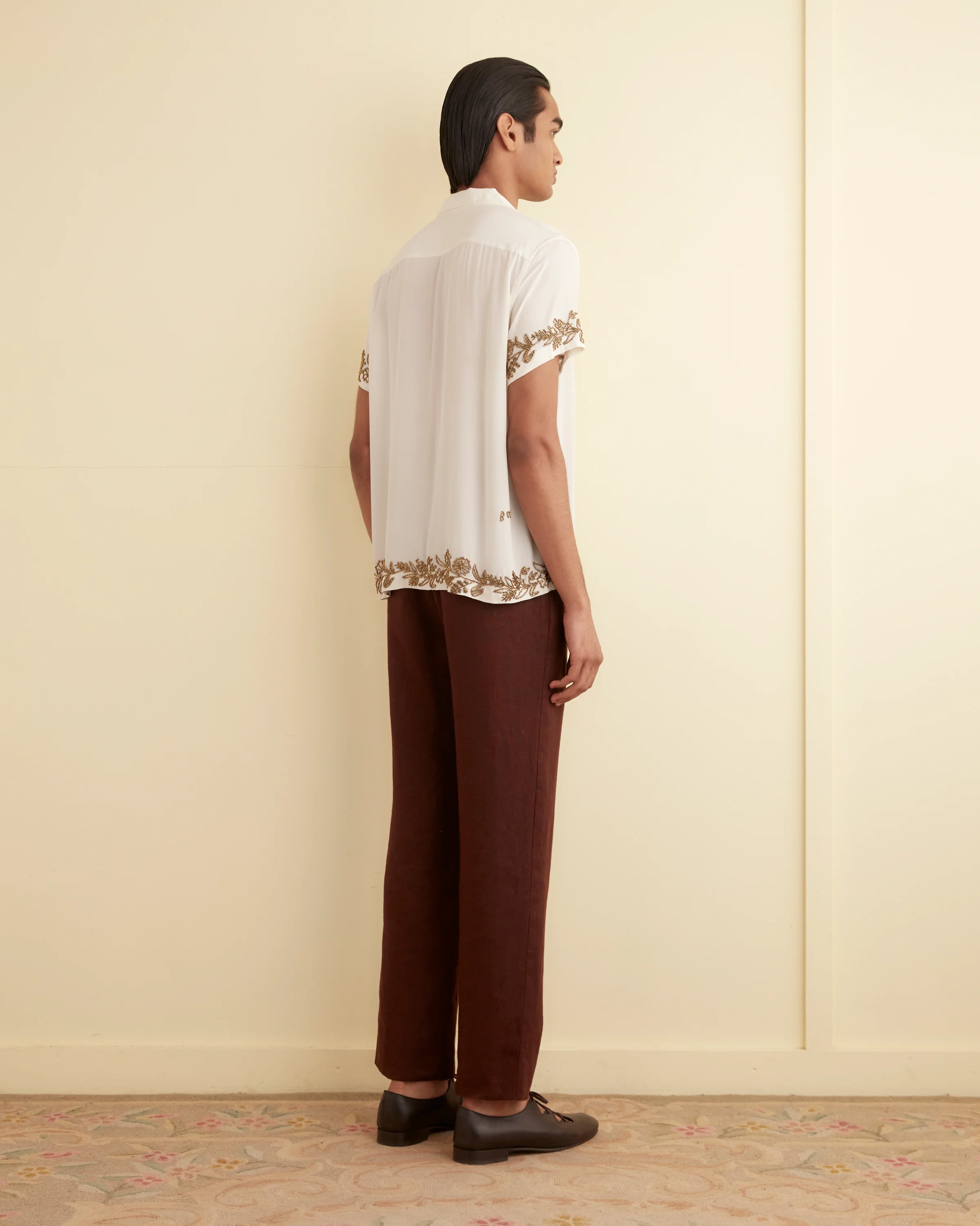 Beaded Wheat Flower Short Sleeve Shirt - Image 3