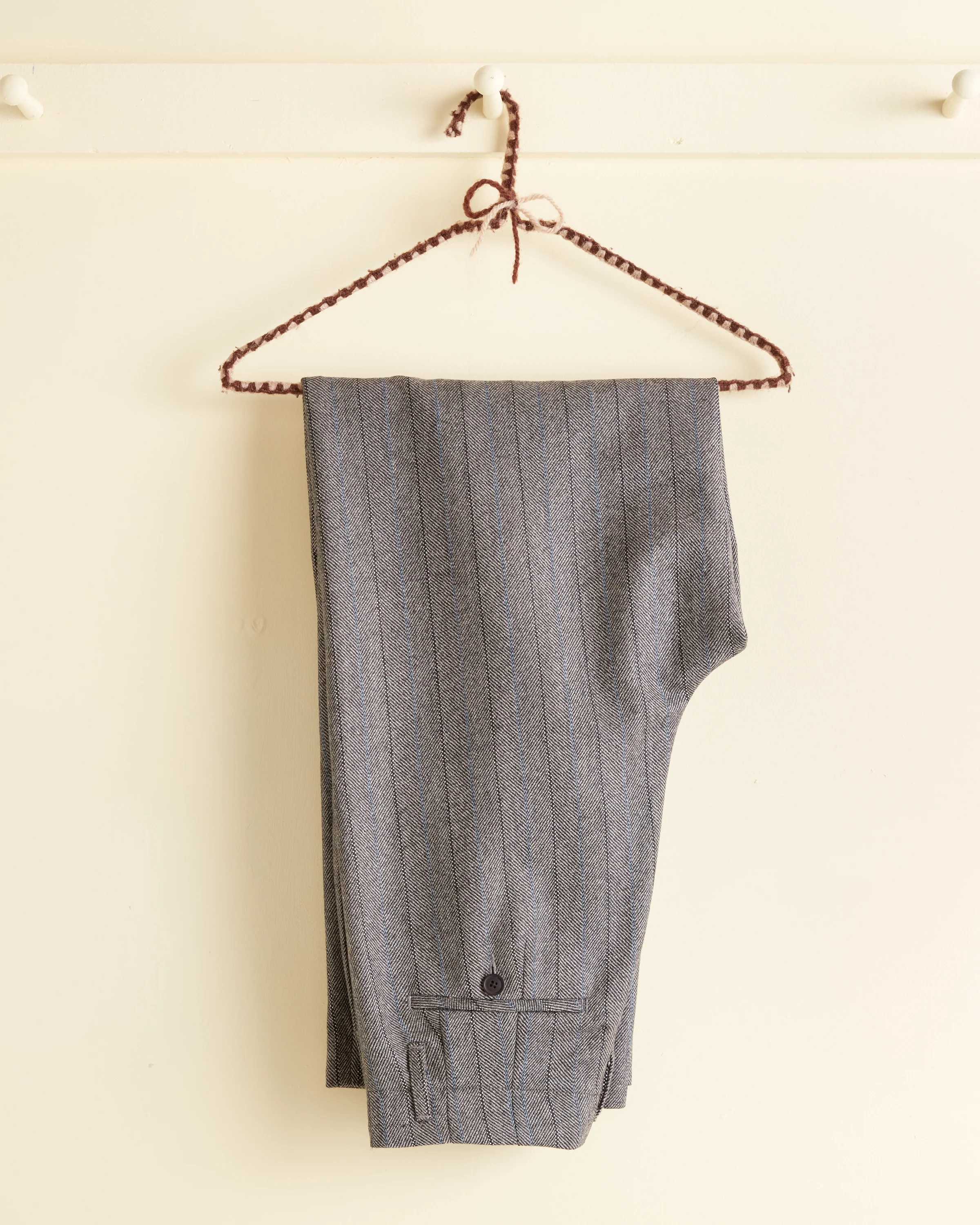 Blue Stripe Herringbone Trousers - 26 - Image 3
