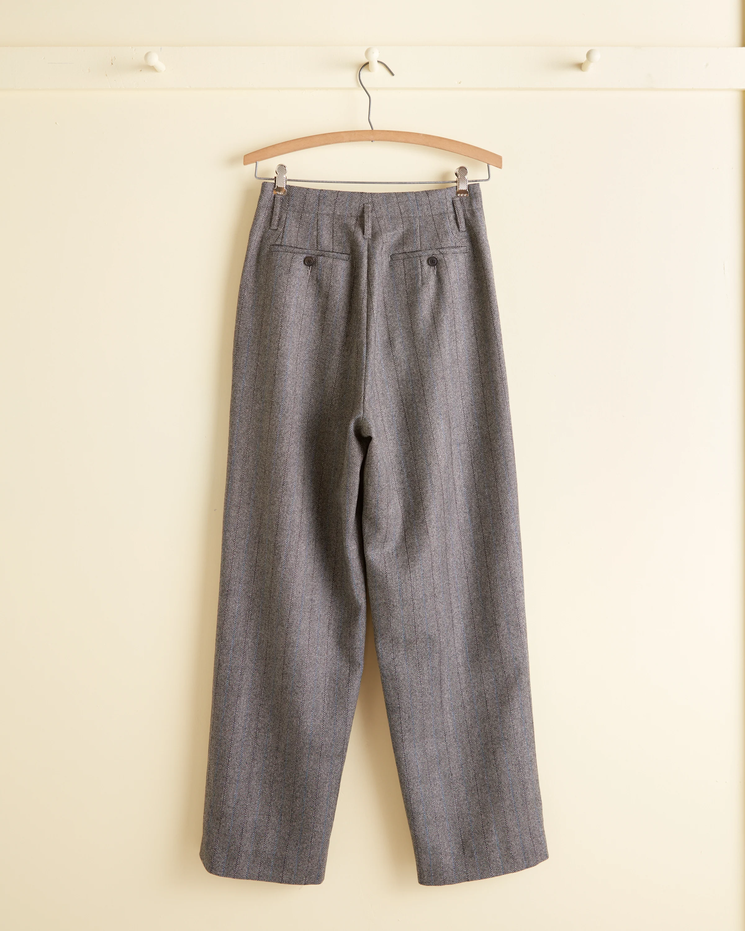 Blue Stripe Herringbone Trousers - 26 - Image 4