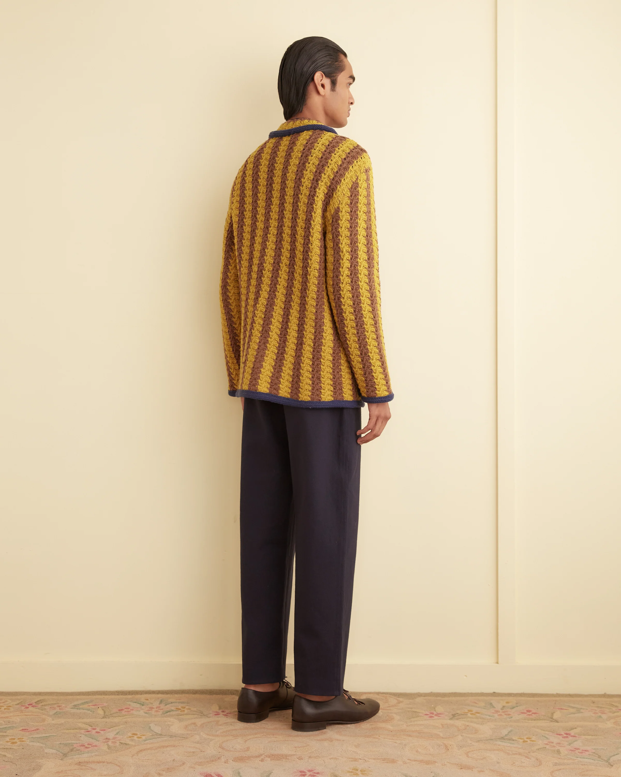 Bold Stripe Cardigan - Brown/Gold - Image 3