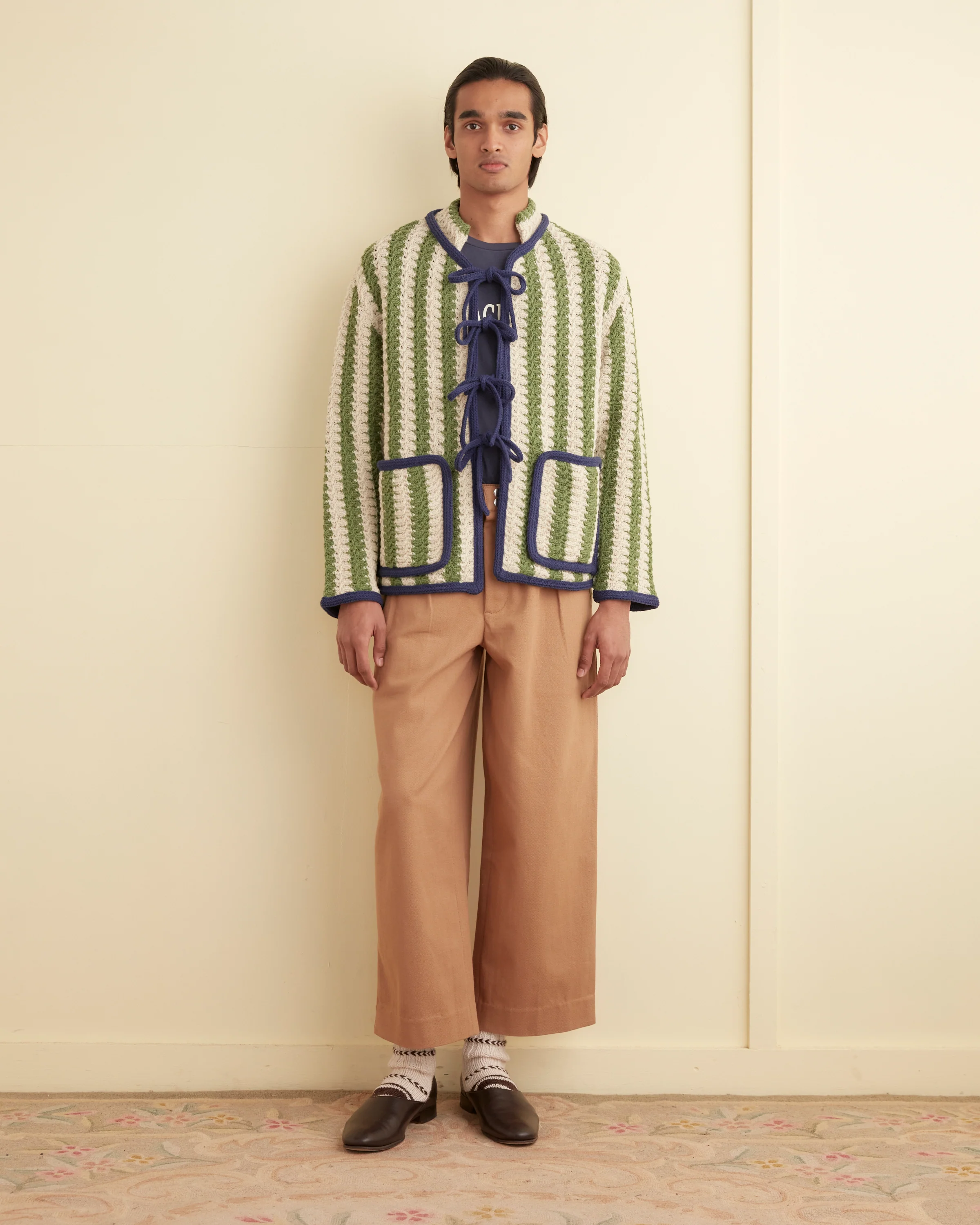Bold Stripe Cardigan - Green/Cream