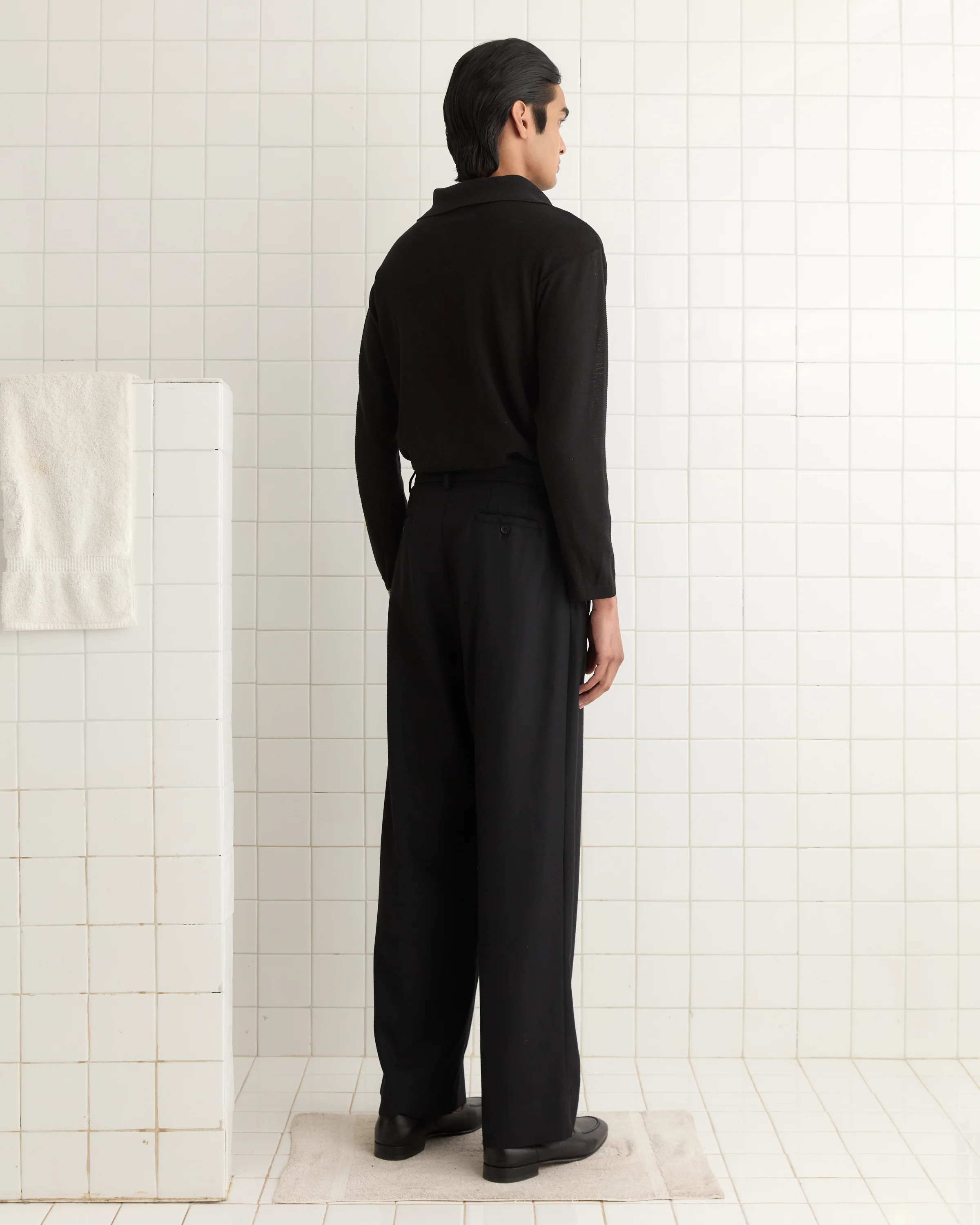 Boxy Long Sleeve Polo - Black - Image 3