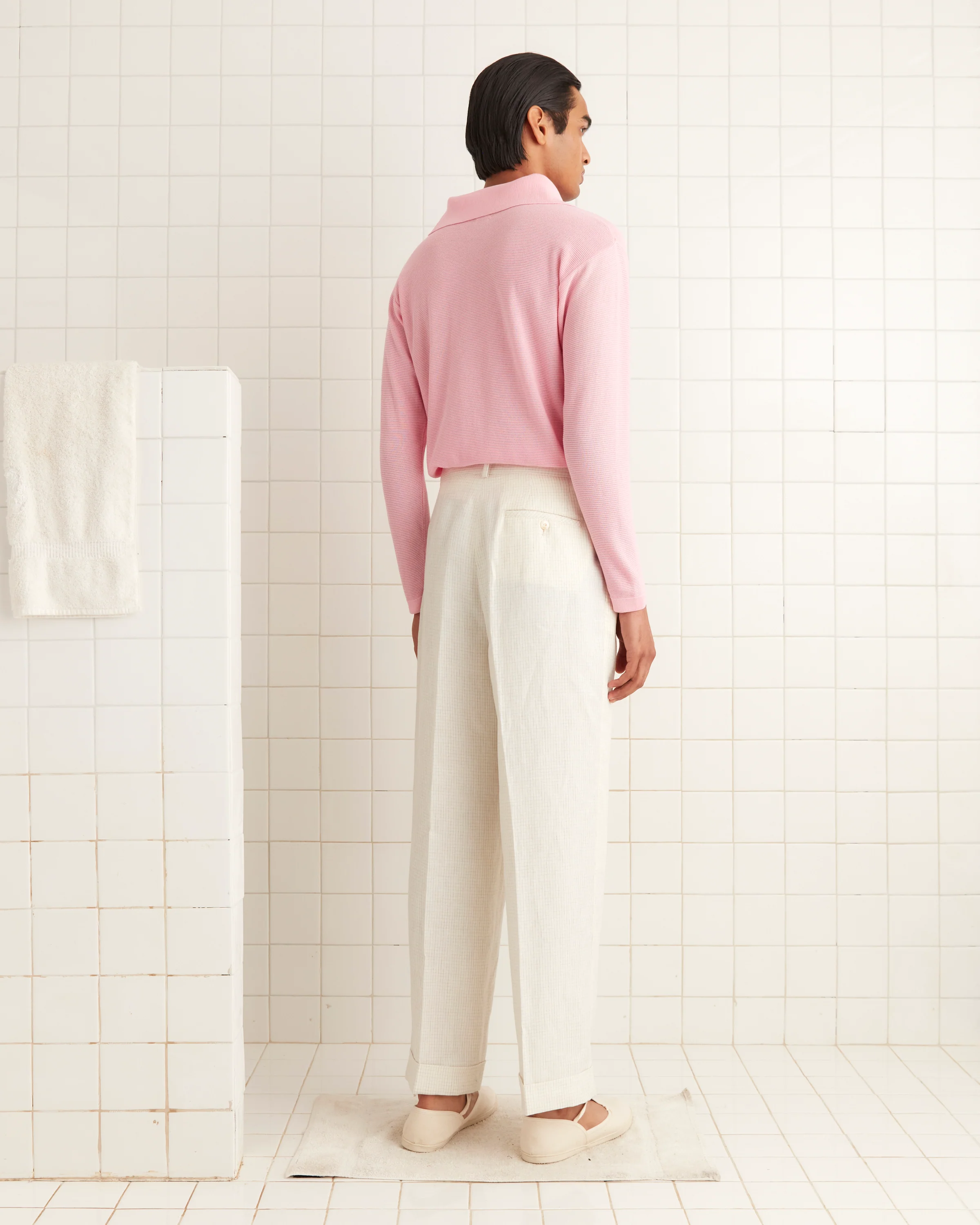 Boxy Long Sleeve Polo - Pink - Image 3