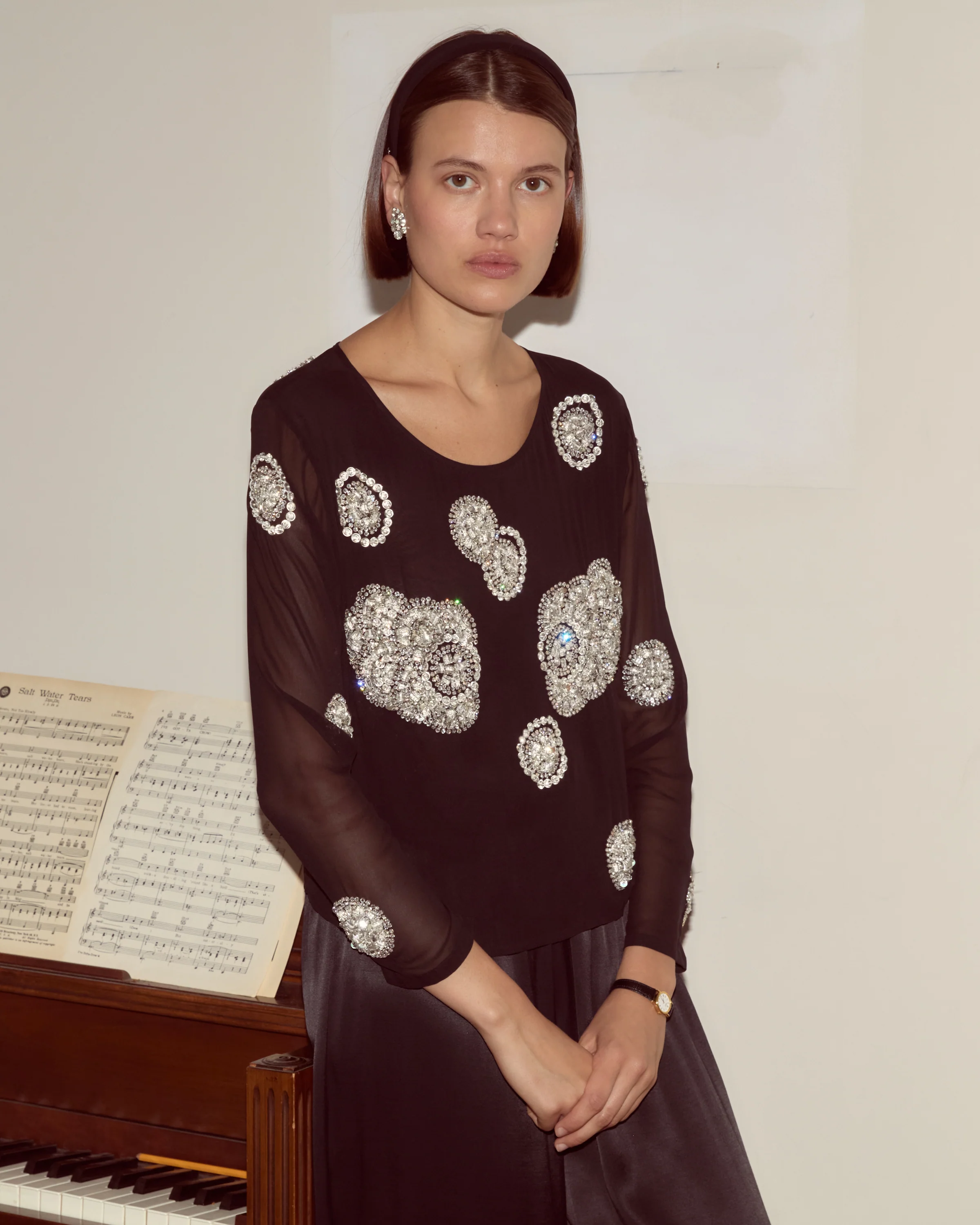 Brooch Blouse - Black