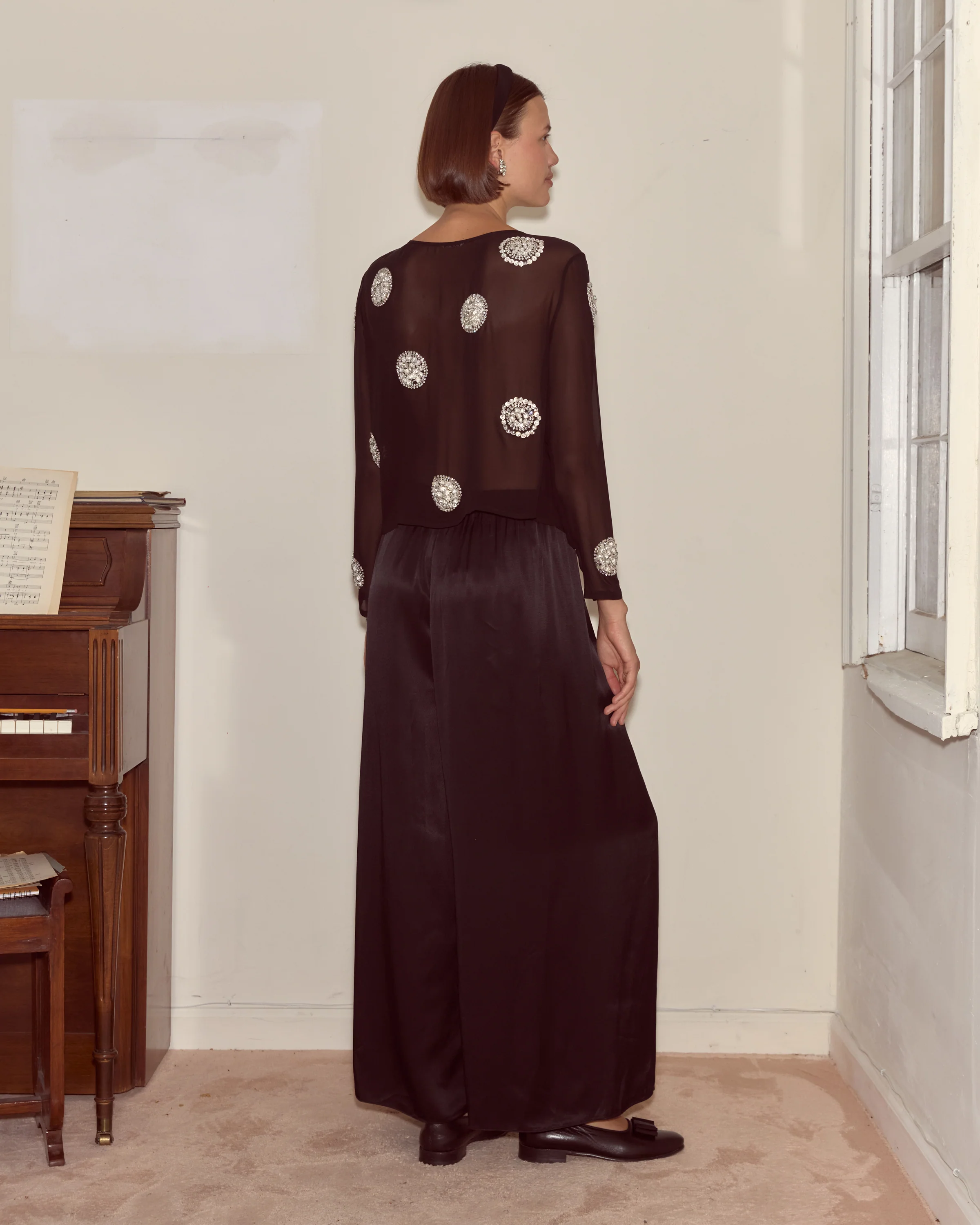 Brooch Blouse - Black - Image 3