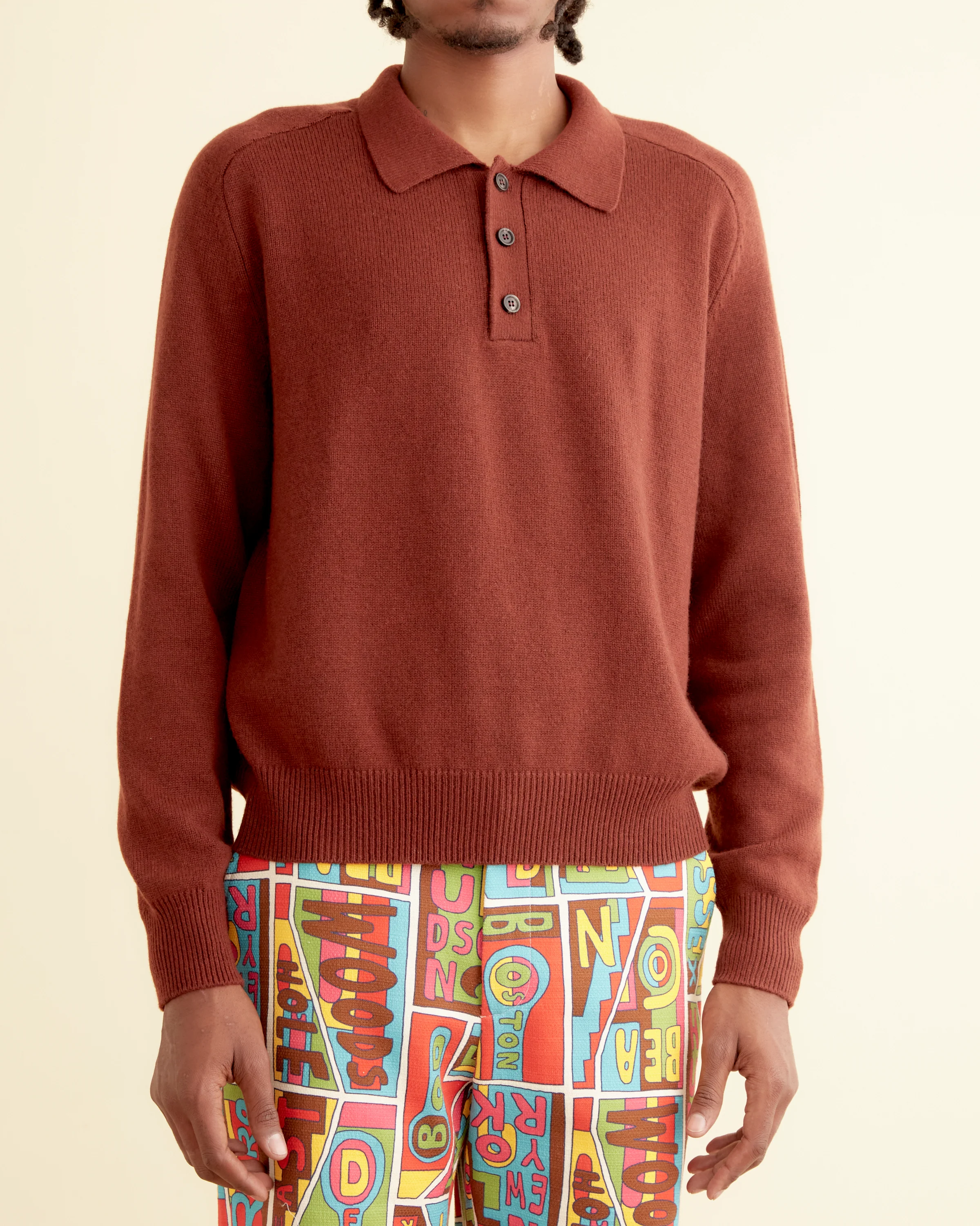 Cashmere Polo - Warm Brown - Image 2
