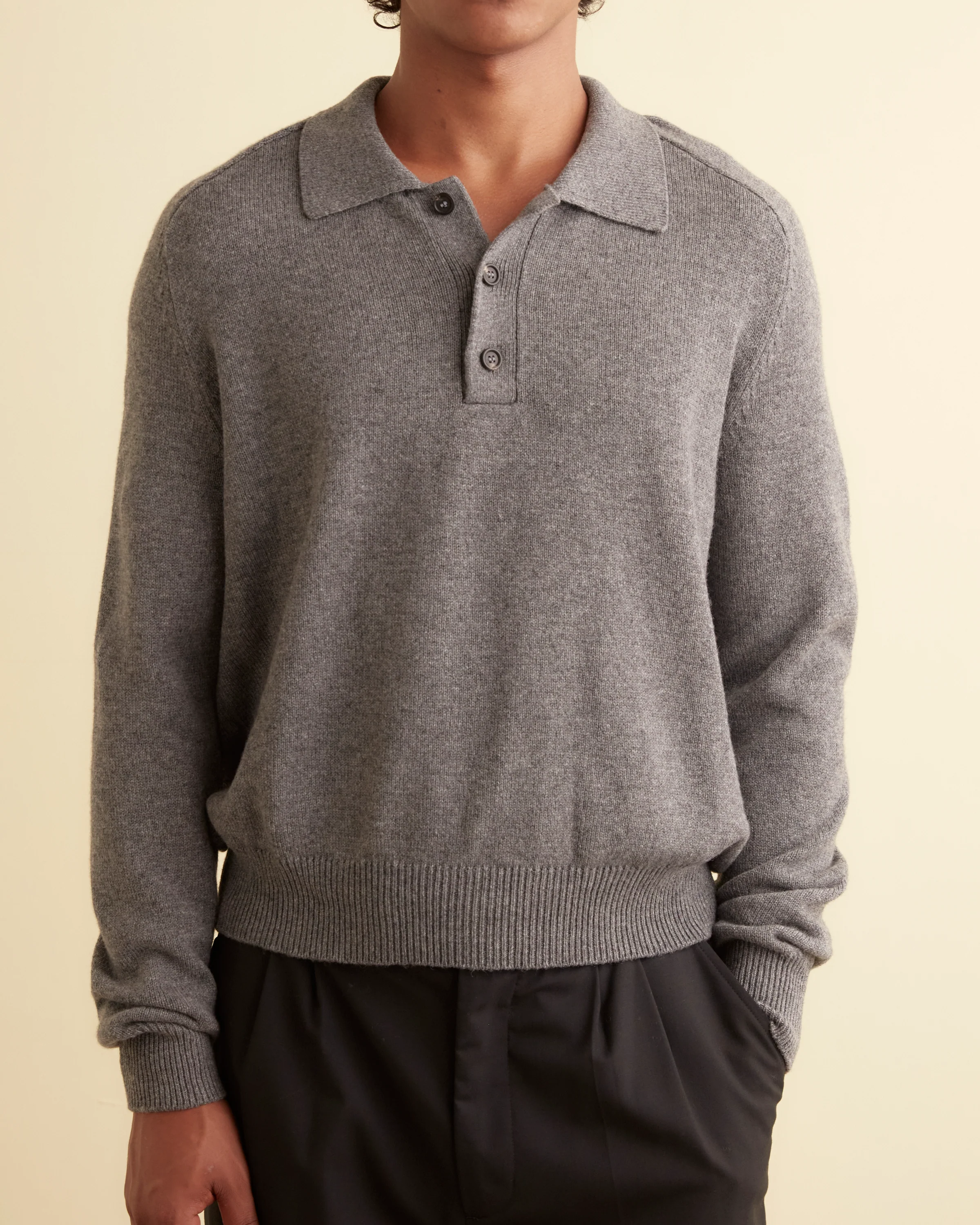 Cashmere Polo - Grey - Image 2
