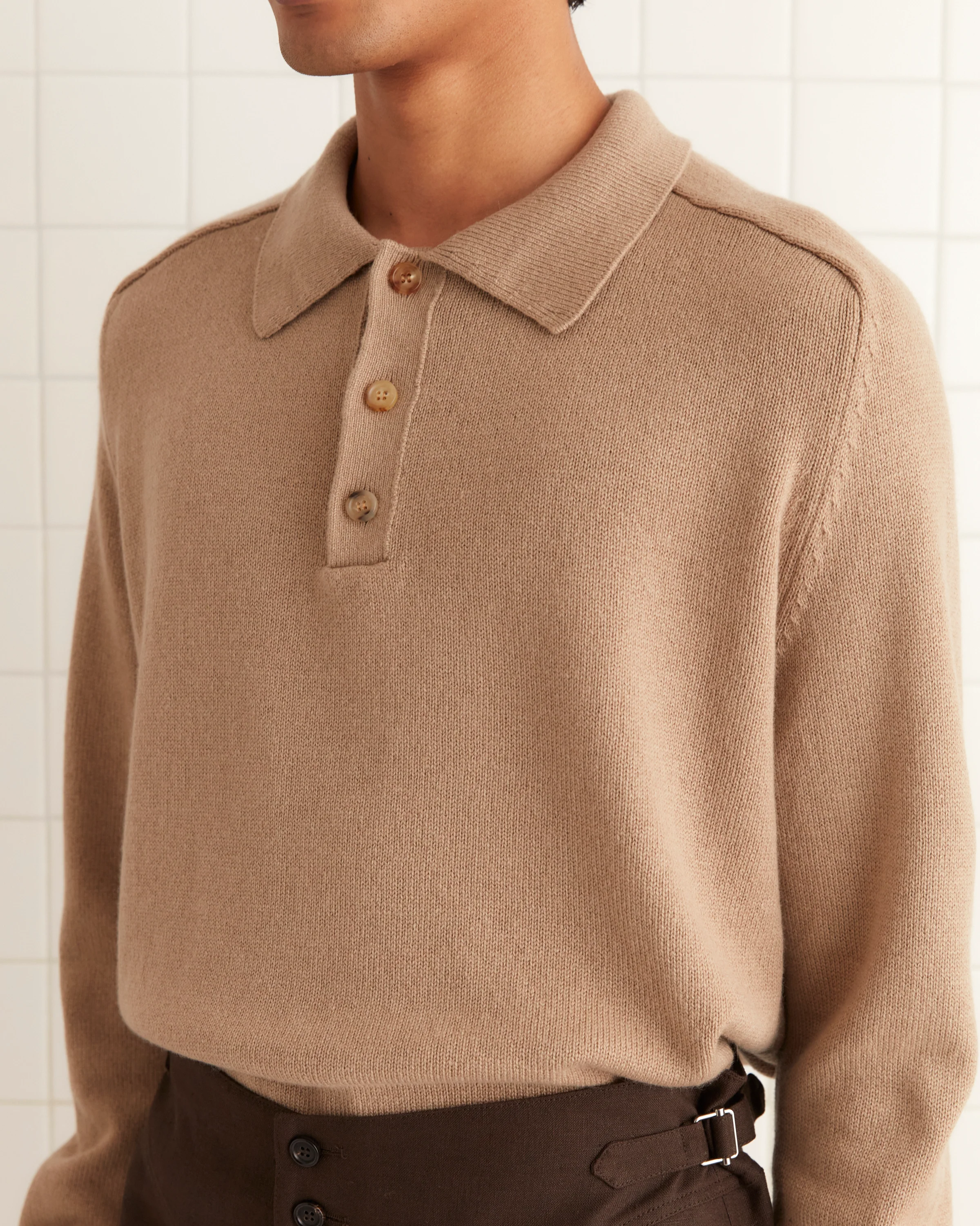 Cashmere Polo - Oatmeal - Image 2