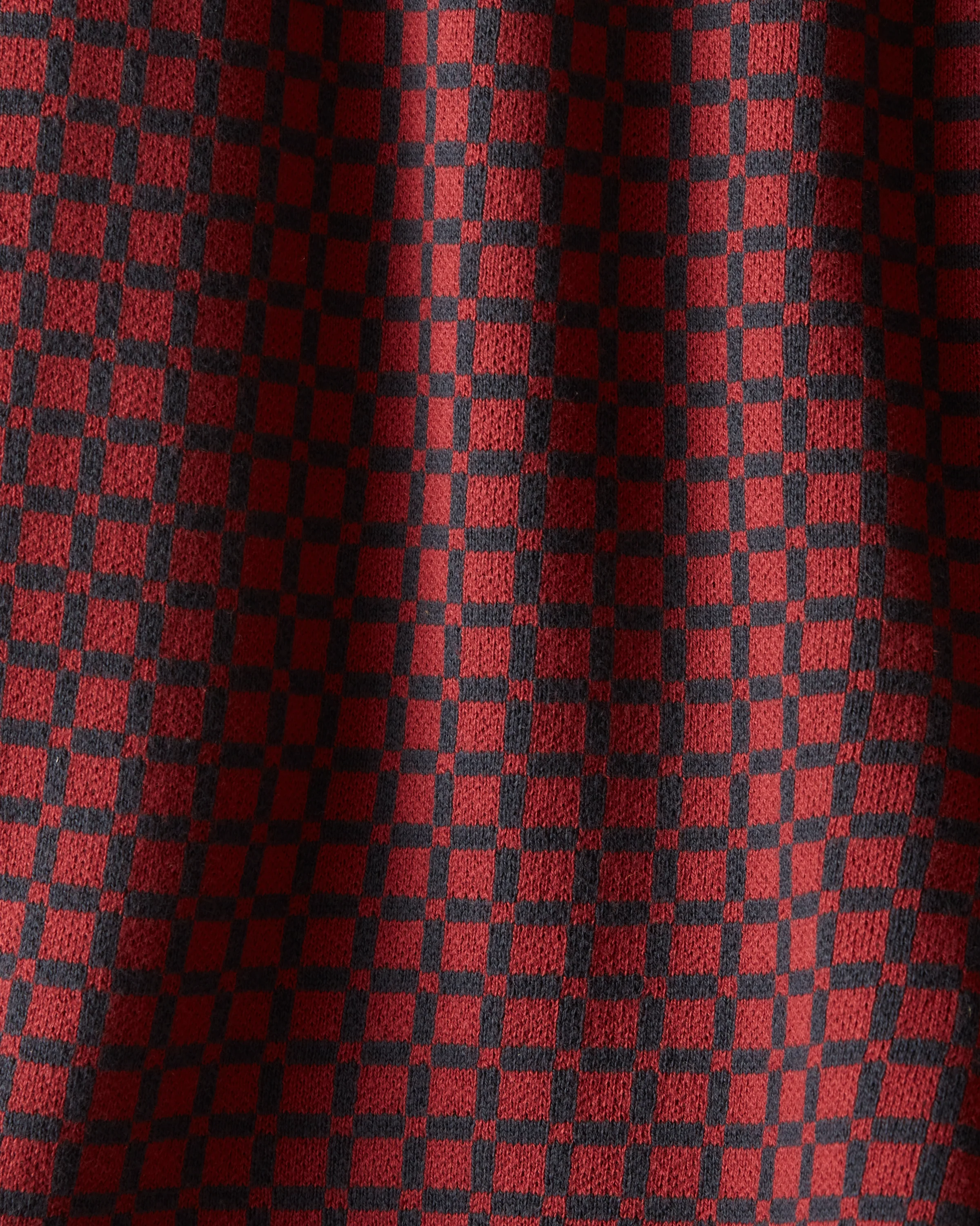 Checker Jacquard Rugby Short - Navy and Maroon - Image 3