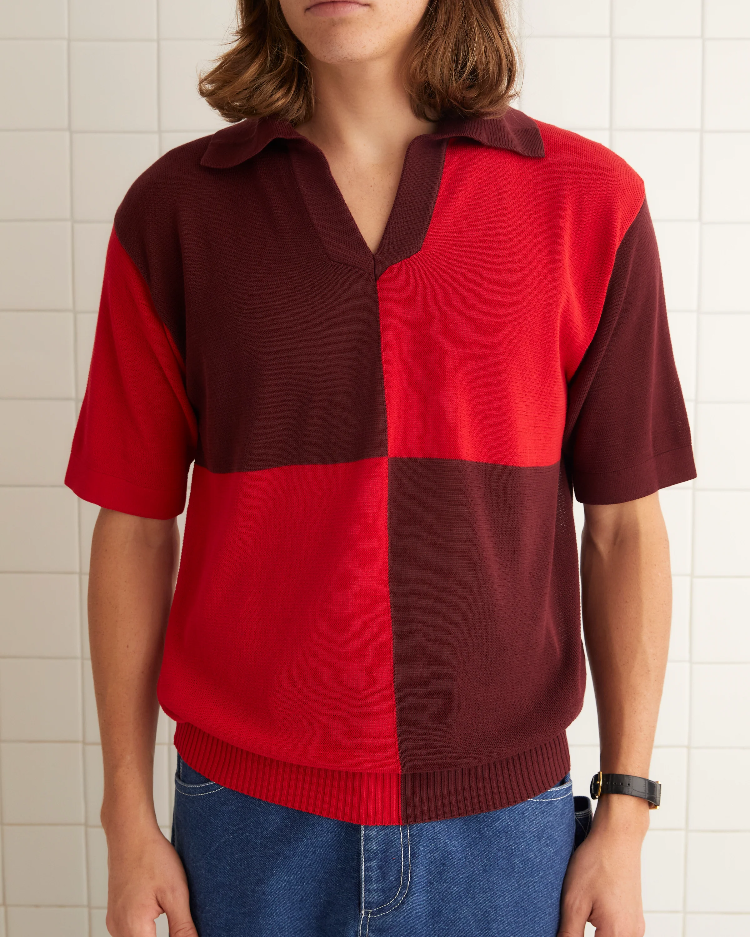 Checker Polo - Red/Maroon - Image 2