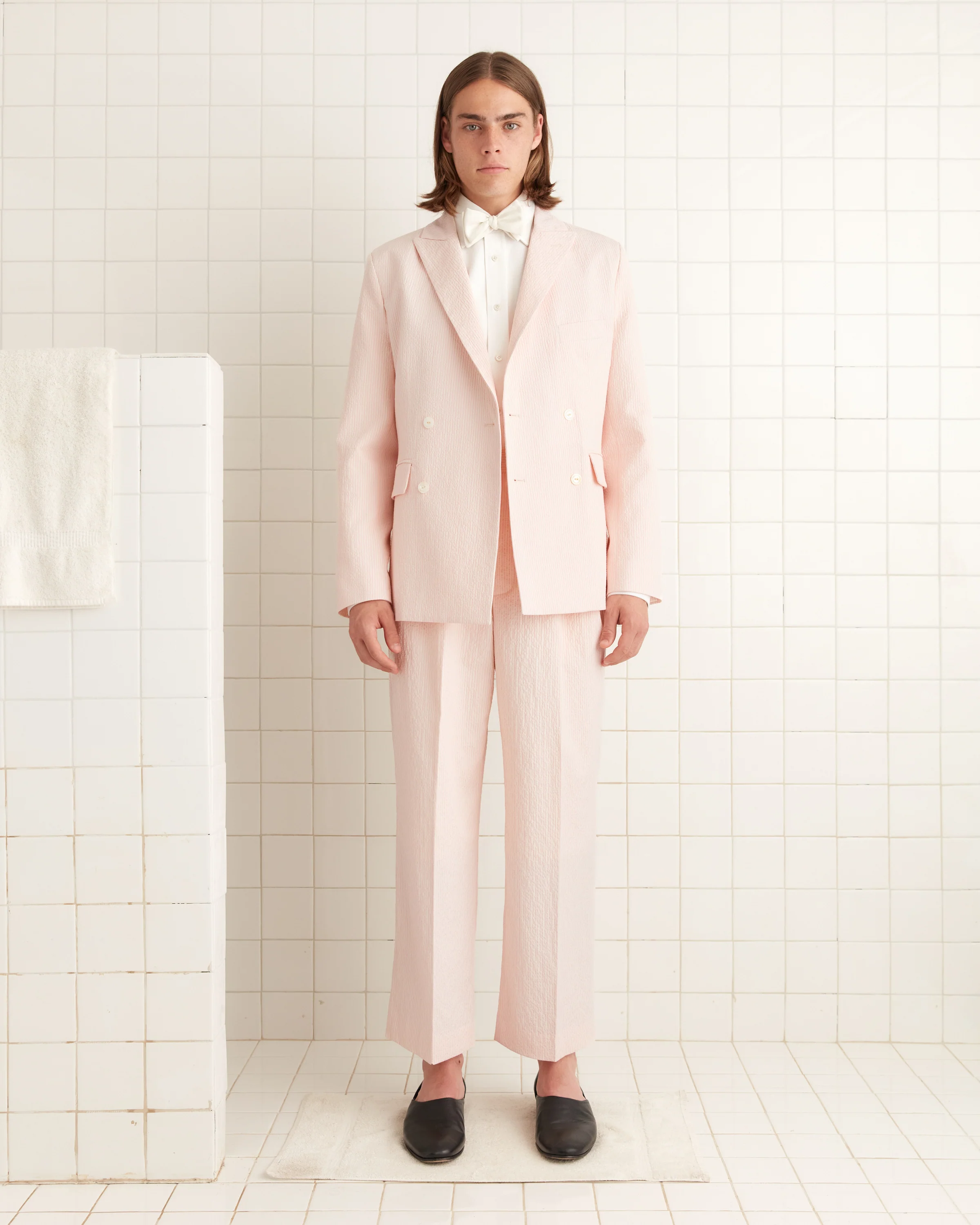 Club Stripe Double-Breasted Suit Jacket - Pink/White