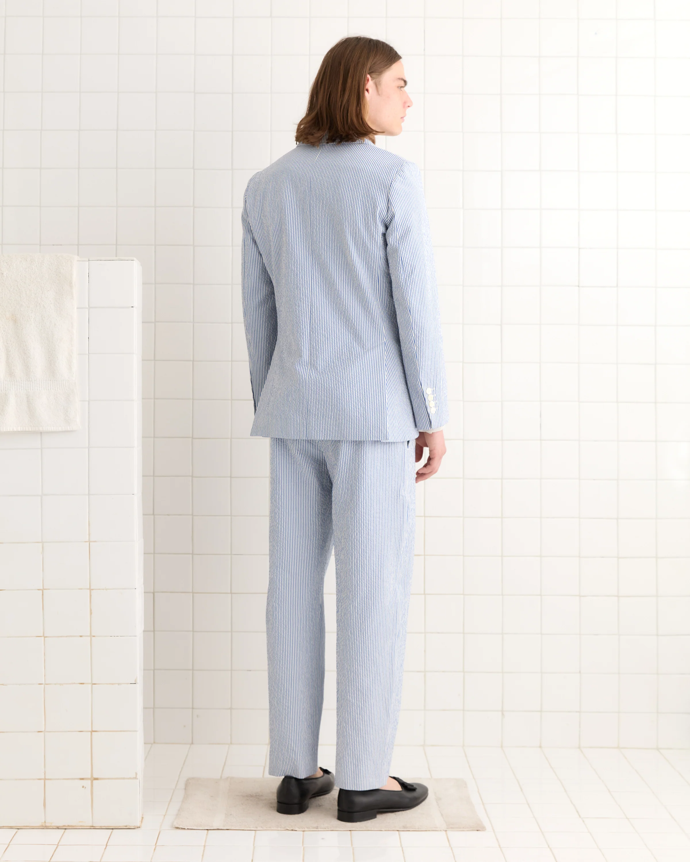 Club Stripe Single-Breasted Suit Jacket - Blue/White - Image 3