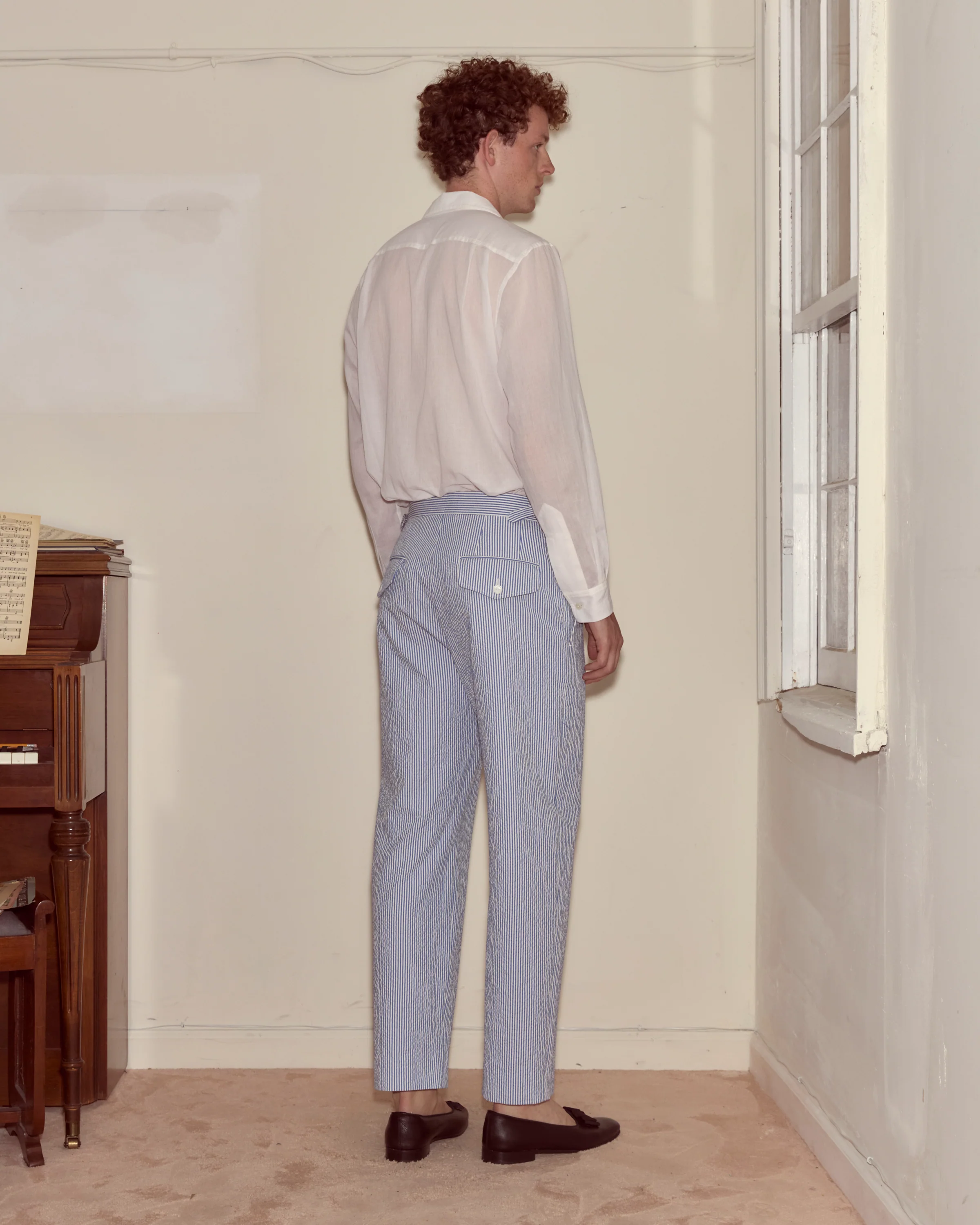 Club Stripe Side-Buckle Trousers - Blue/White - Image 3