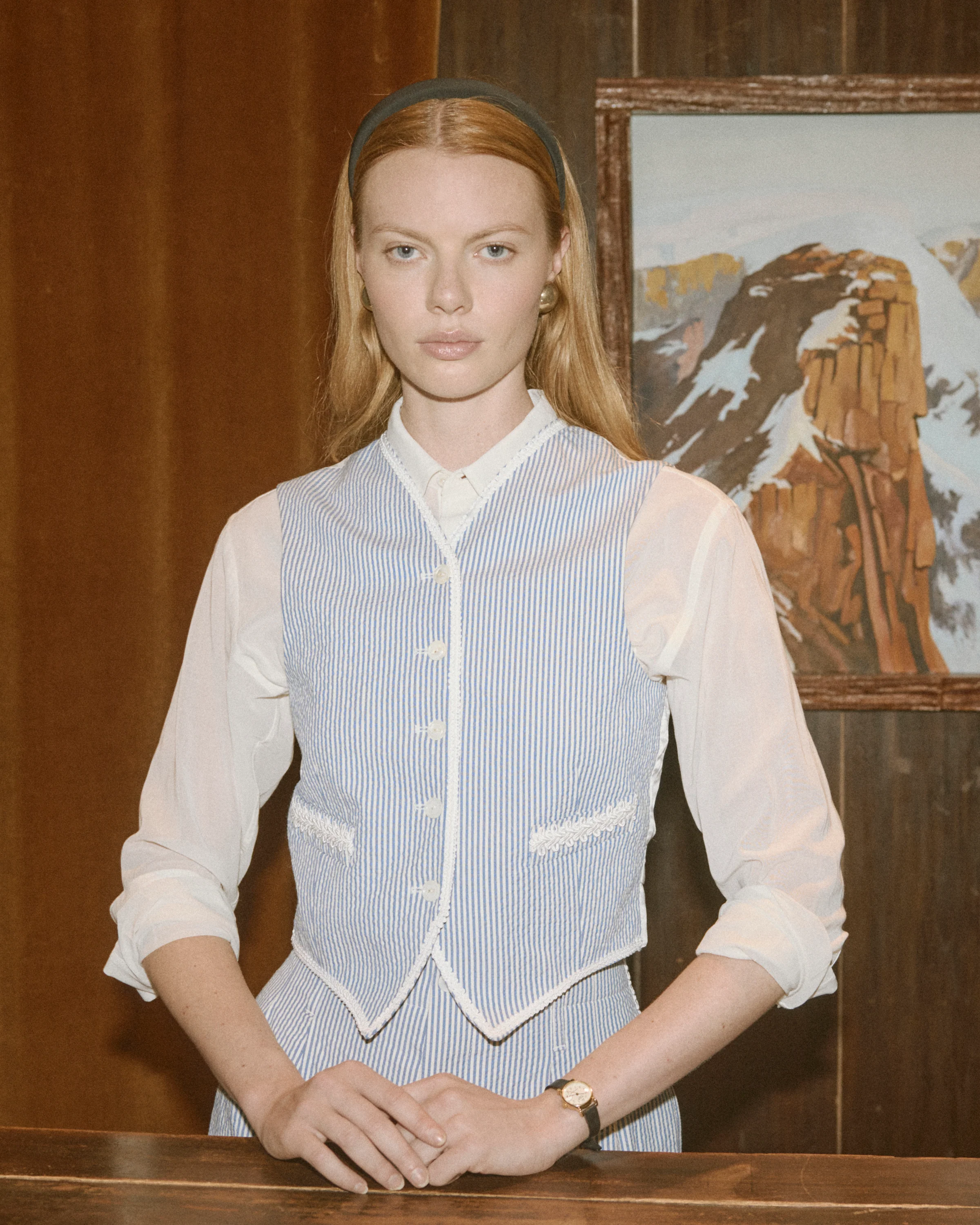 Club Stripe Waistcoat - Blue/White - Image 4