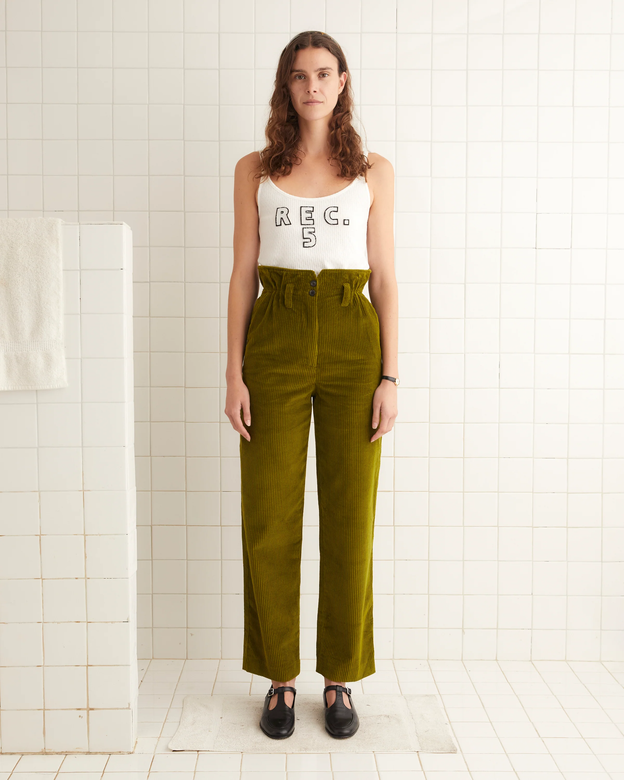 Corduroy Shakey Trousers - Olive - Image 2