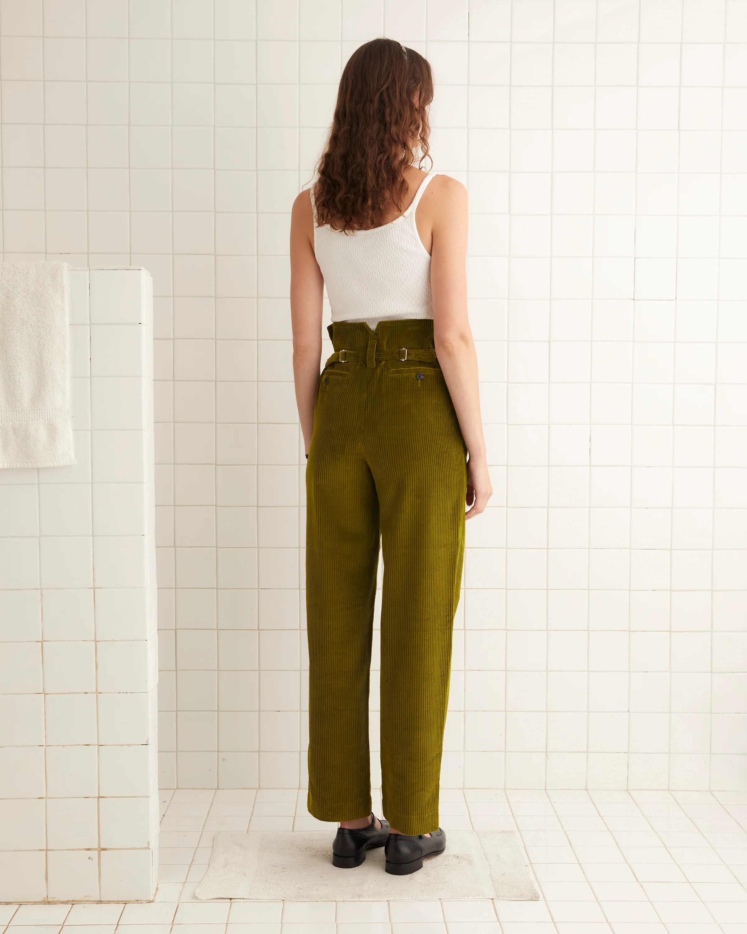 Corduroy Shakey Trousers - Olive - Image 3
