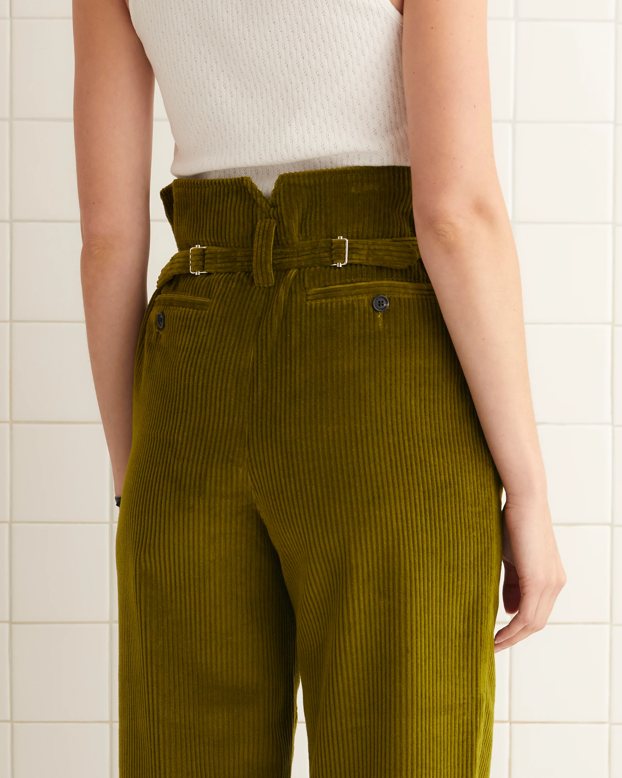 Corduroy Shakey Trousers - Olive - Image 4
