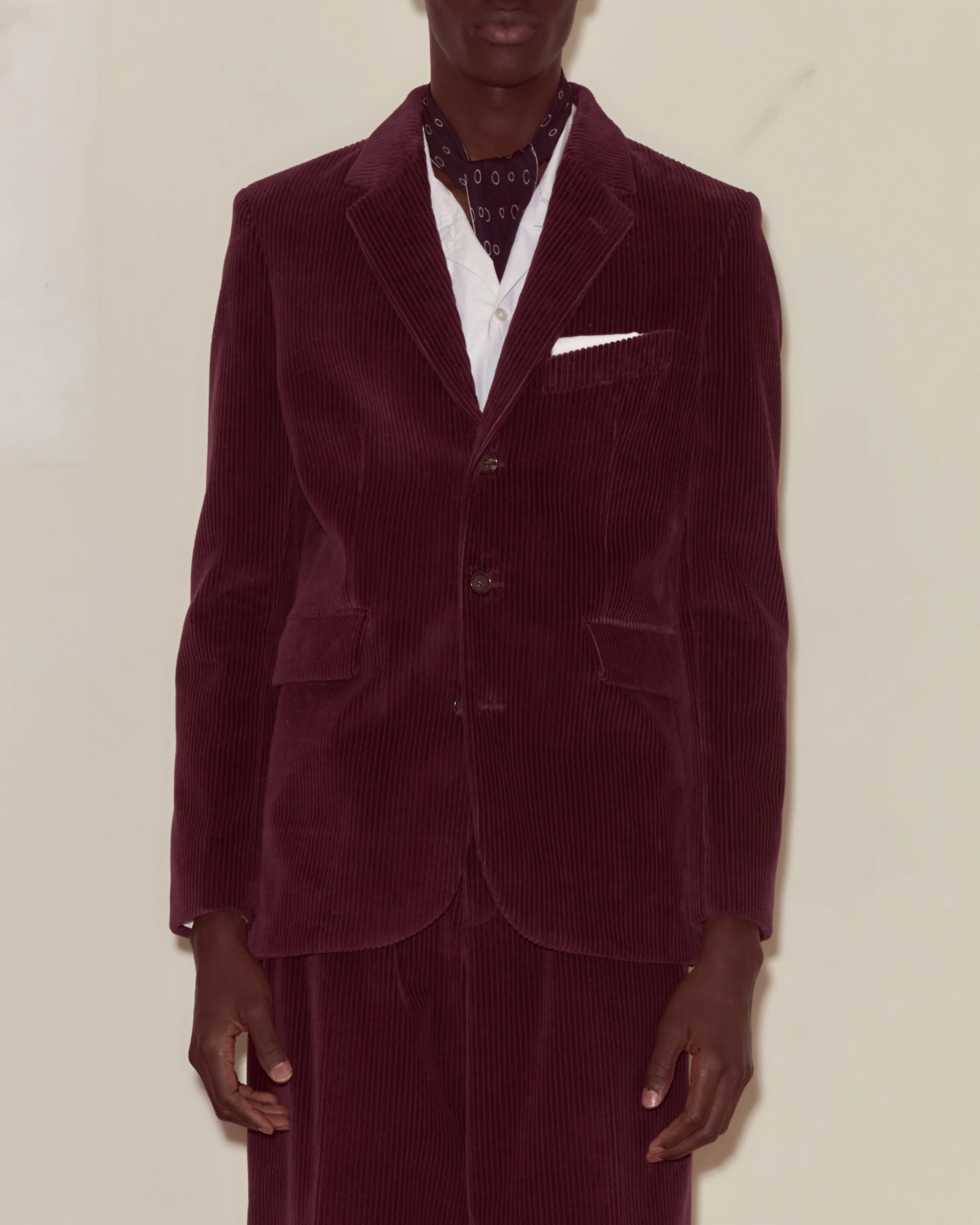 Corduroy Suit Jacket - Dark Purple - Image 2