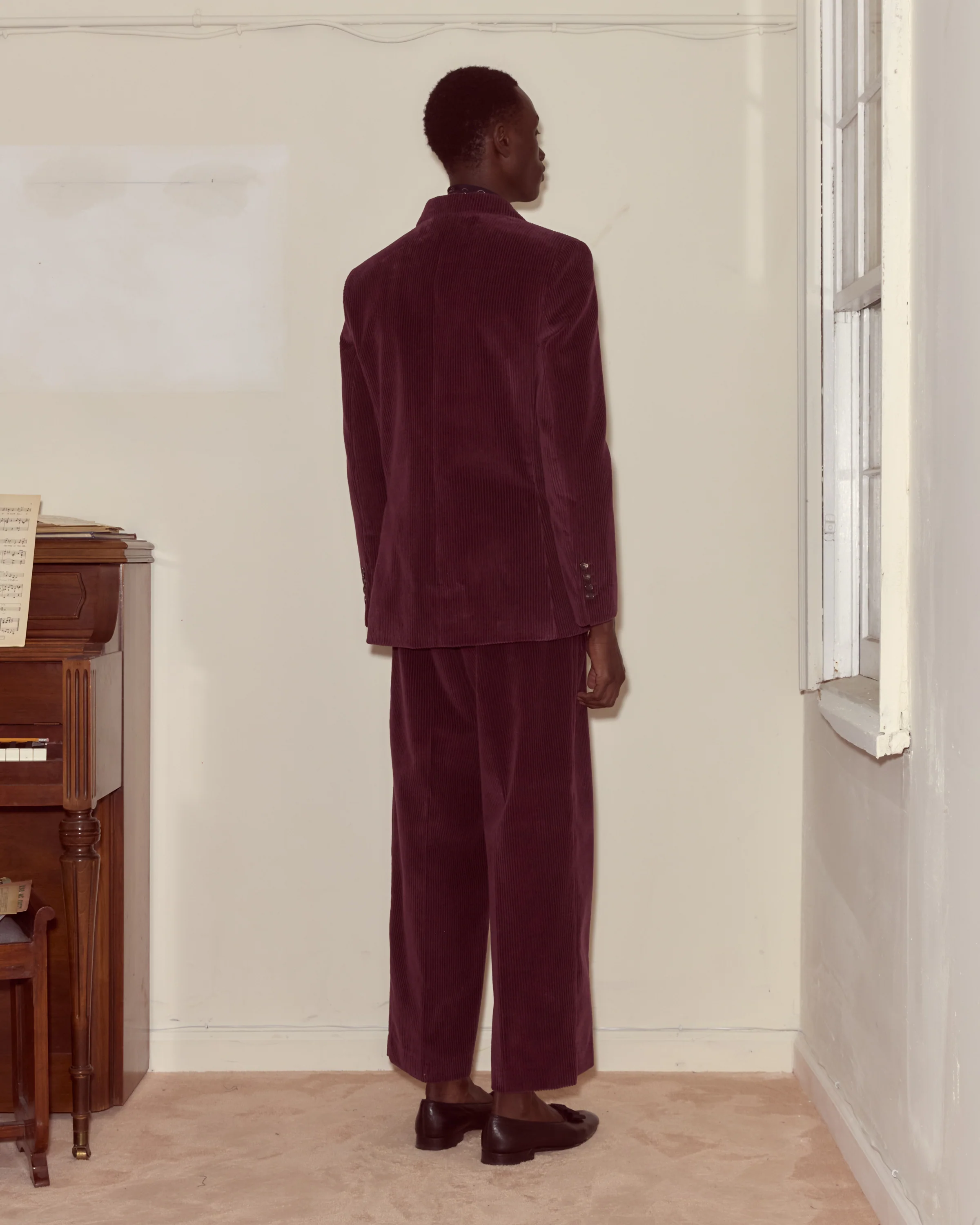 Corduroy Suit Jacket - Dark Purple - Image 3
