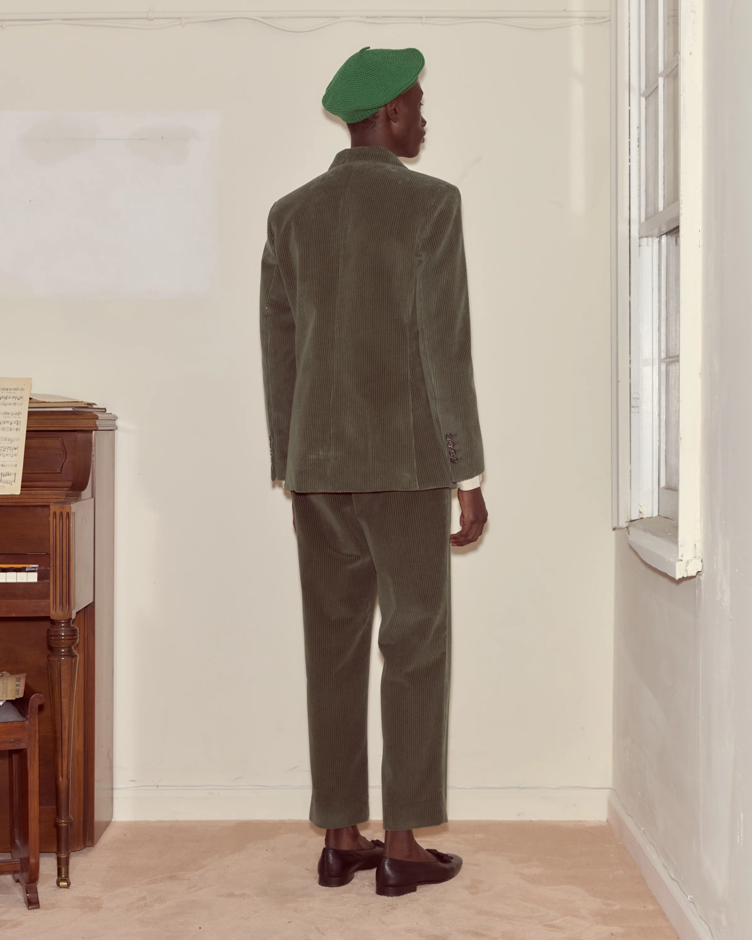 Corduroy Suit Jacket - Green - Image 3