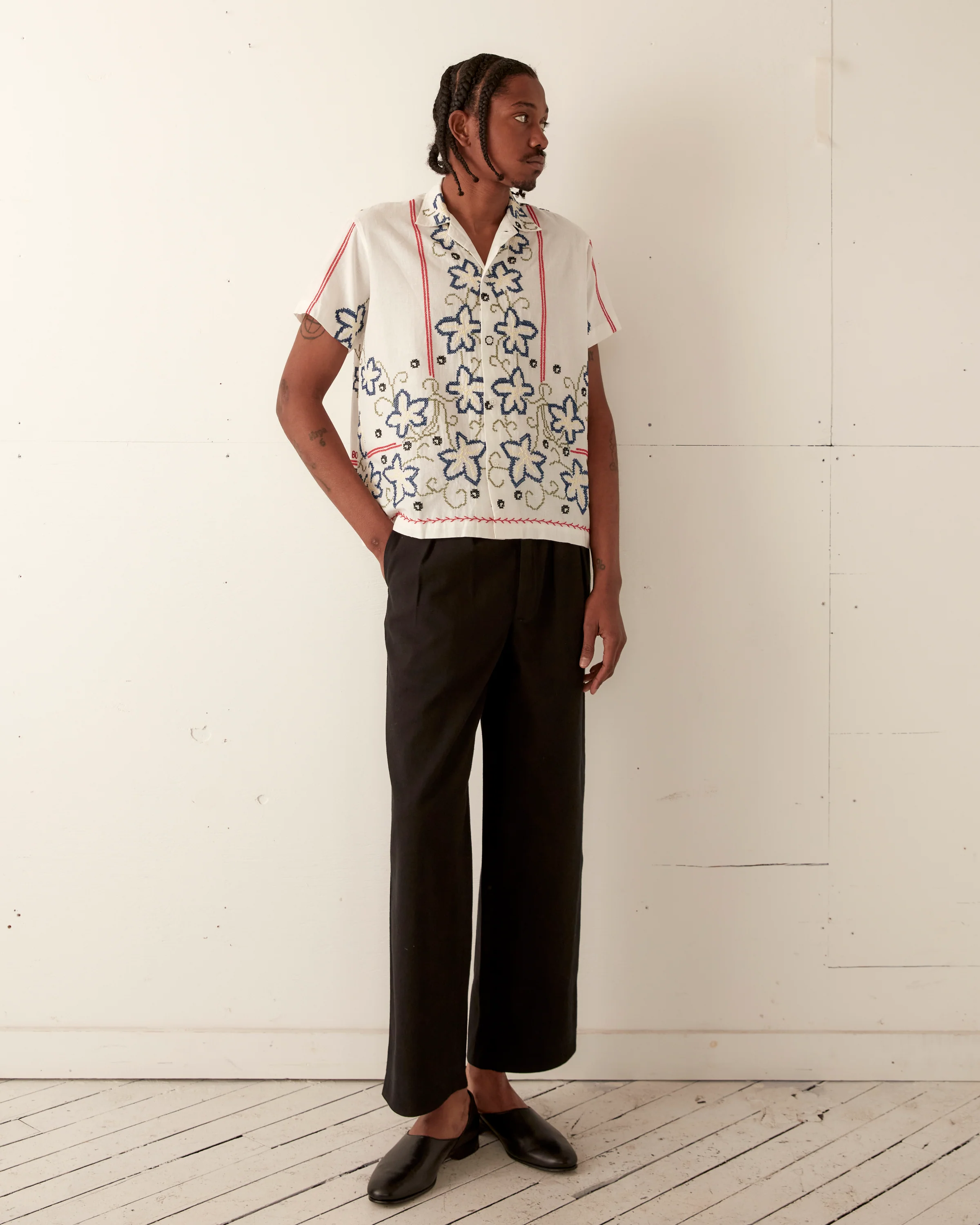 Cornflower Cross Stitch Short Sleeve Shirt - Image 2