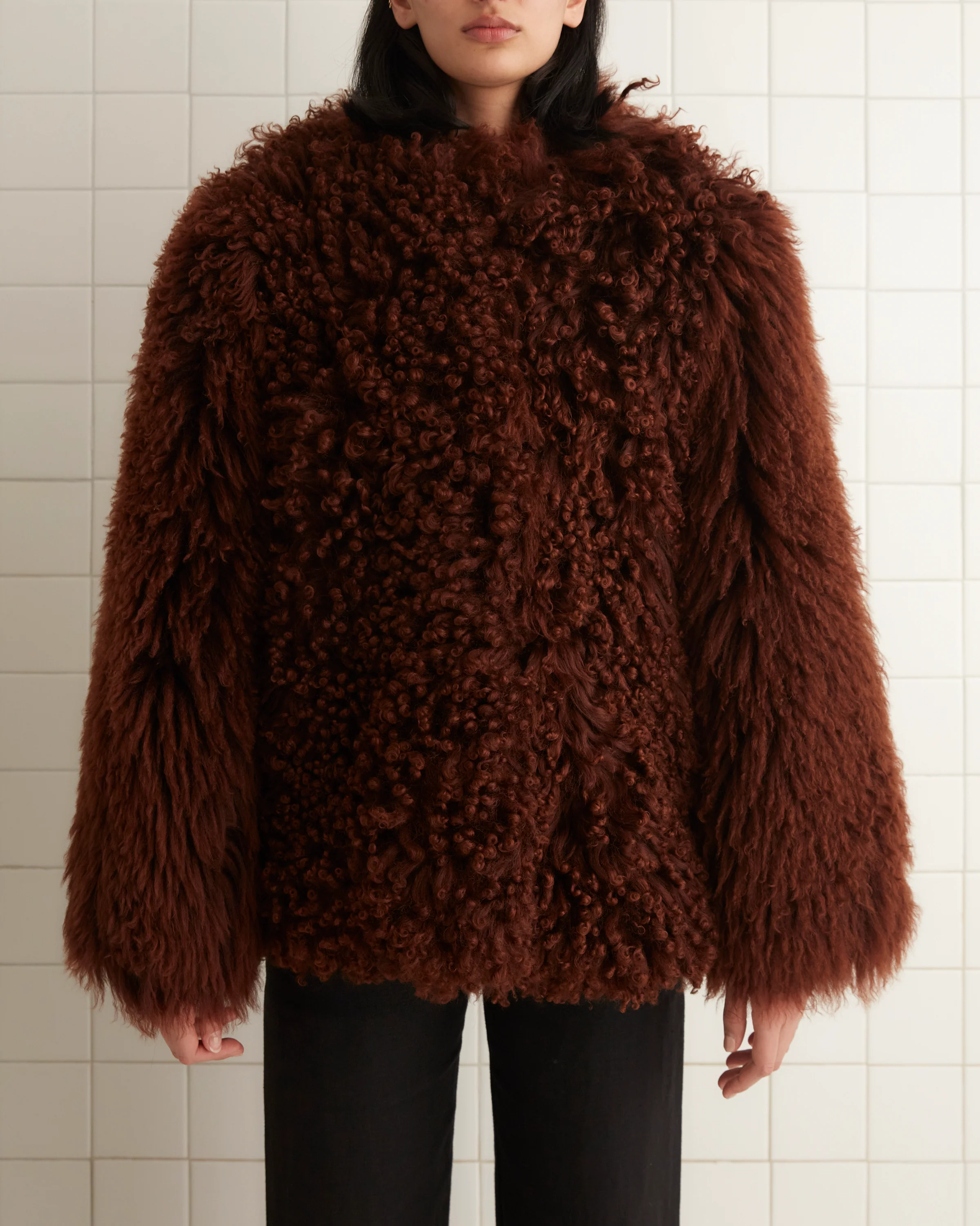 Crane Shag Shearling Coat - Brown - Image 2