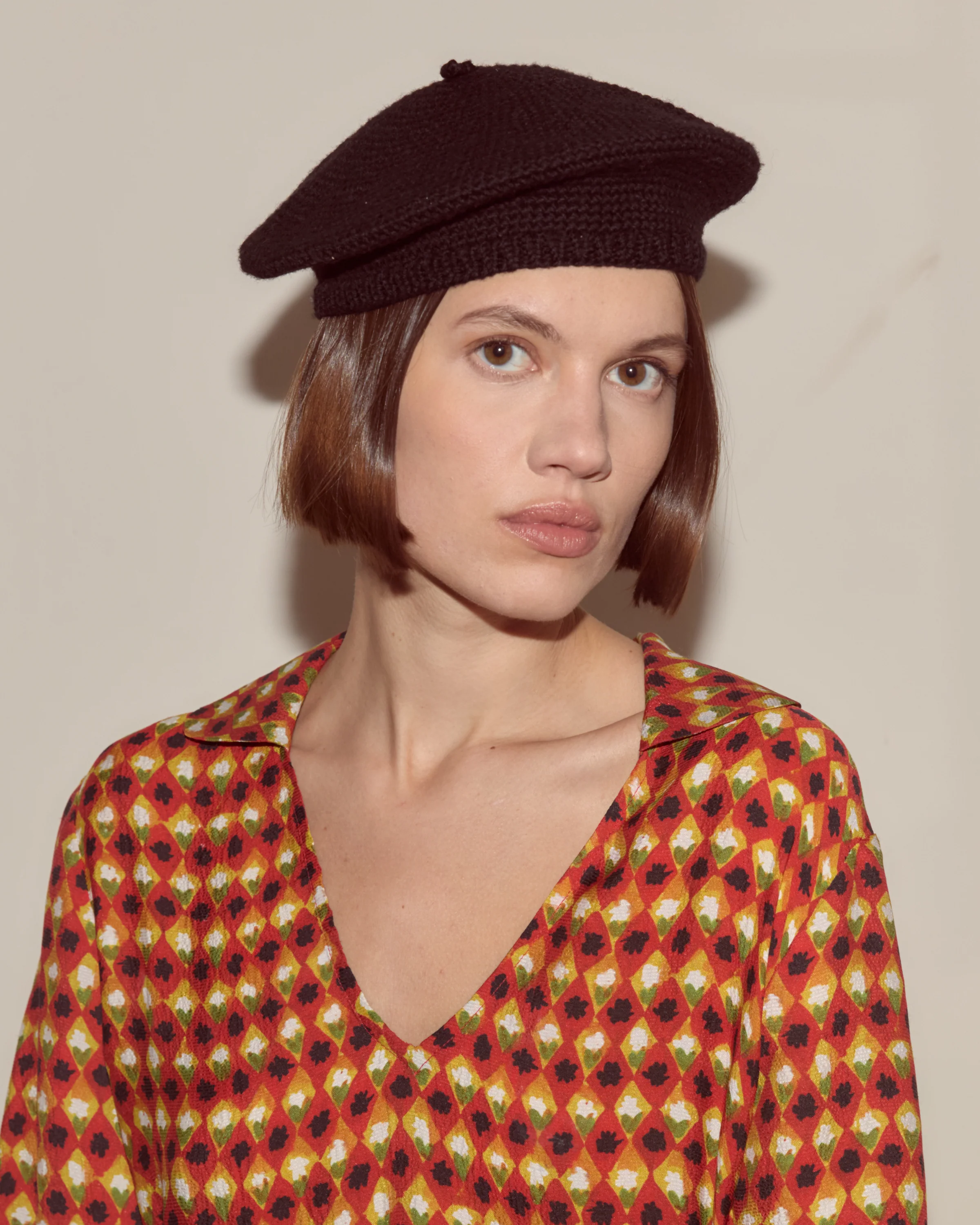 Crochet Beret - Black - Image 3