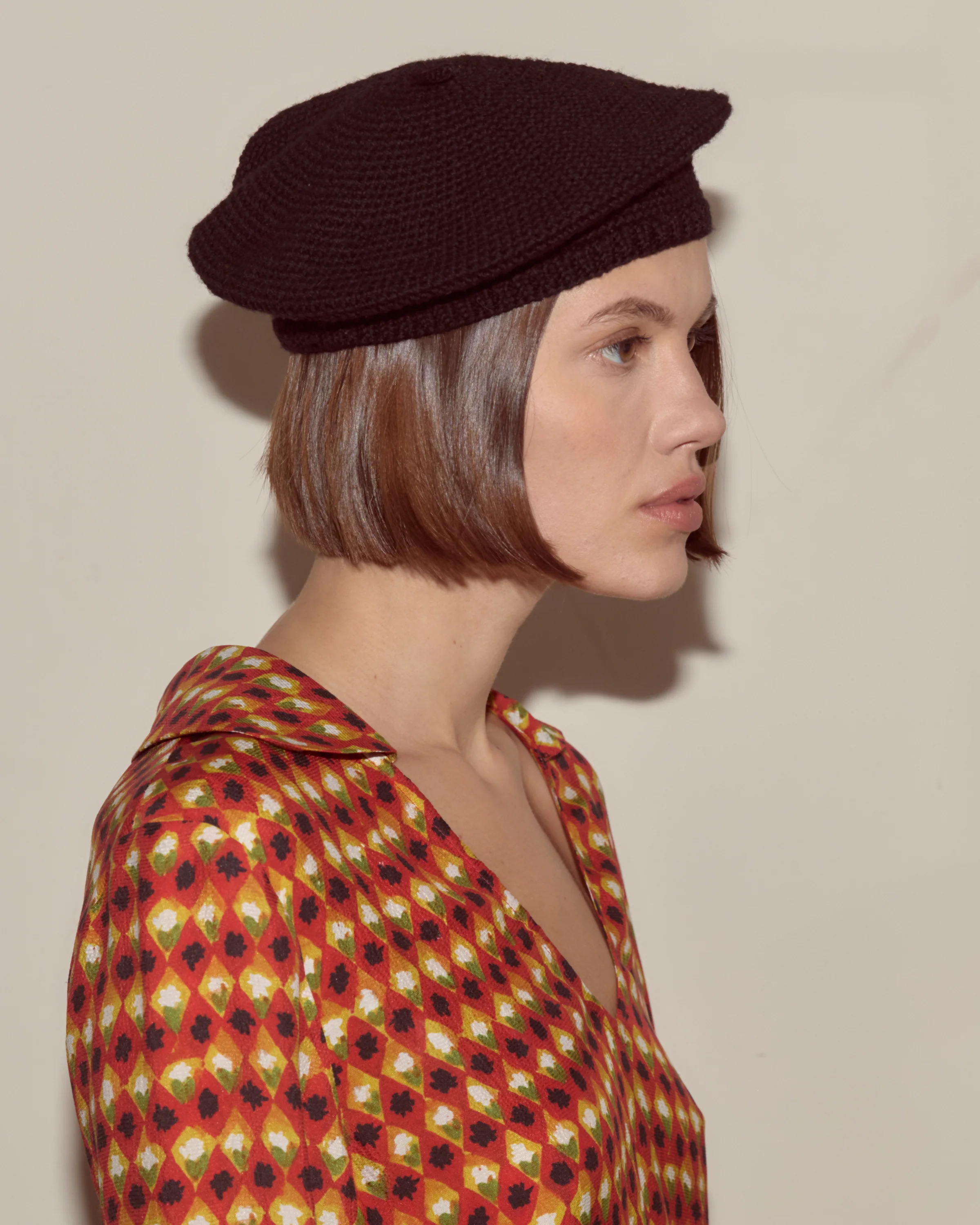 Crochet Beret - Black - Image 4