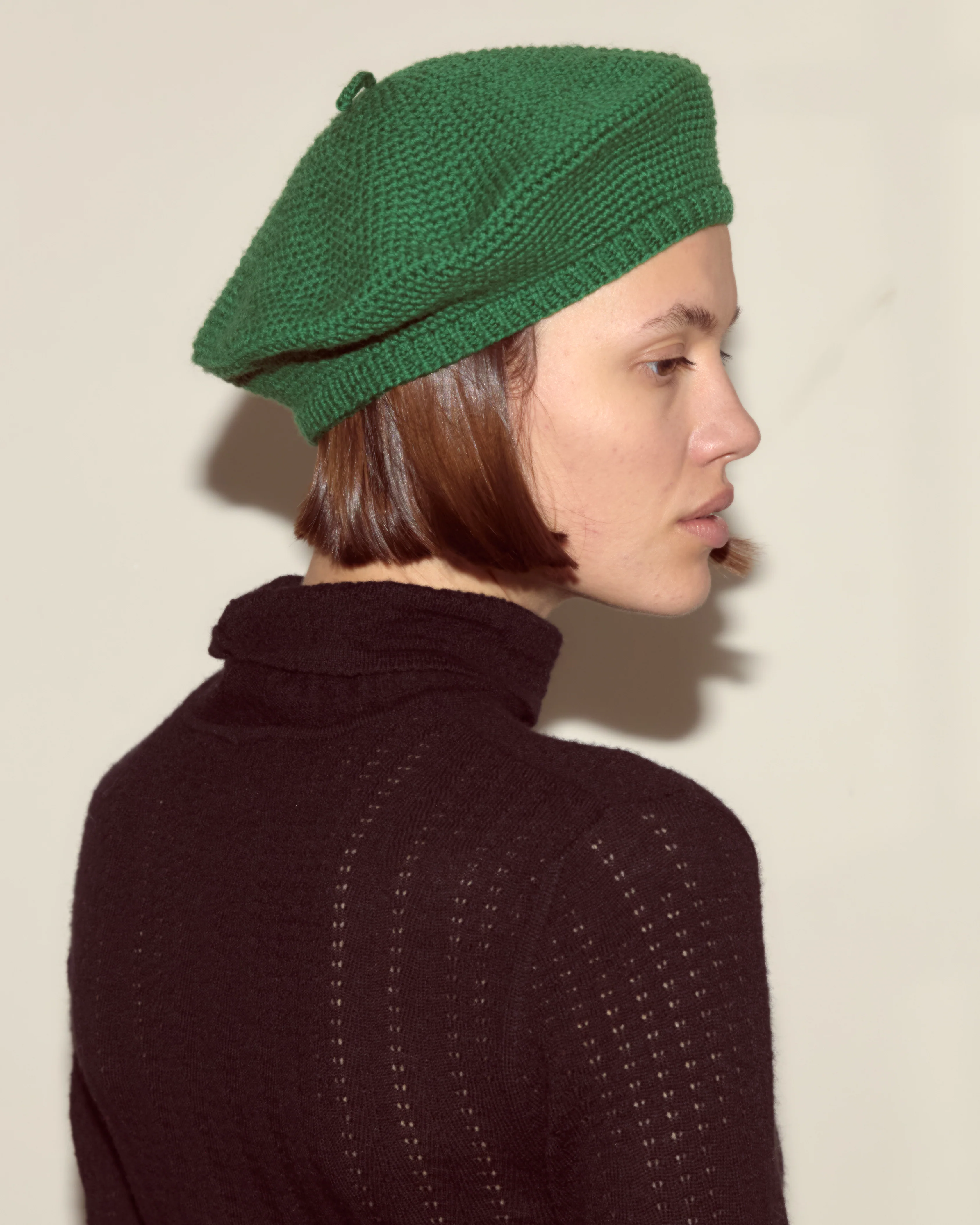 Crochet Beret - Green - Image 3