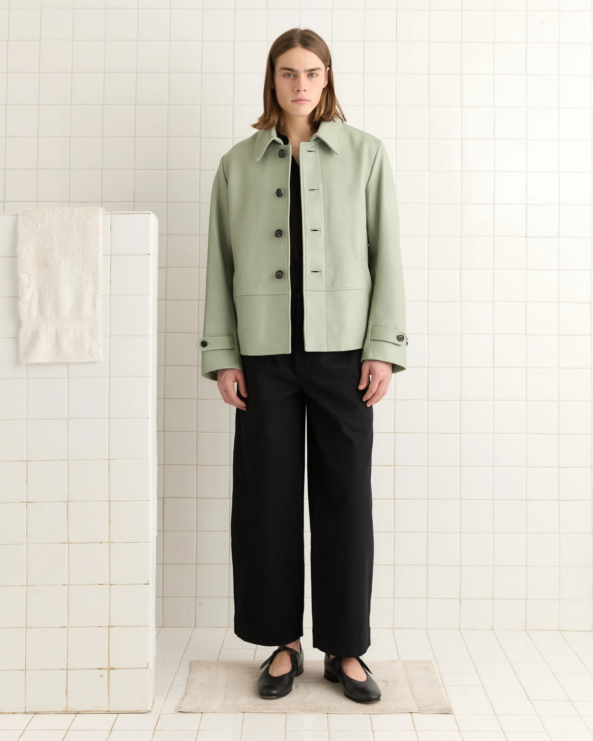 Cropped Continental Coat - Sea Foam