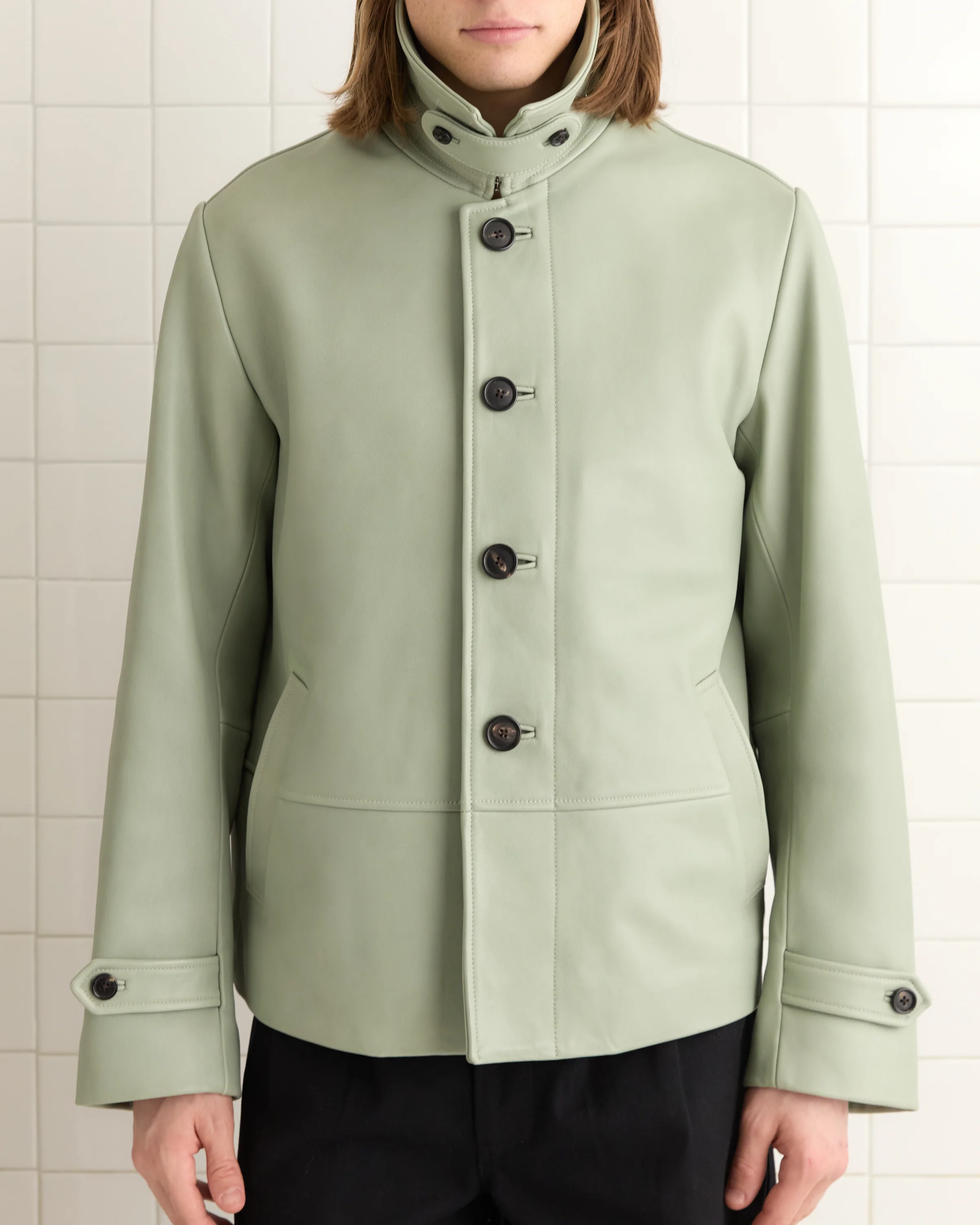 Cropped Continental Coat - Sea Foam - Image 2
