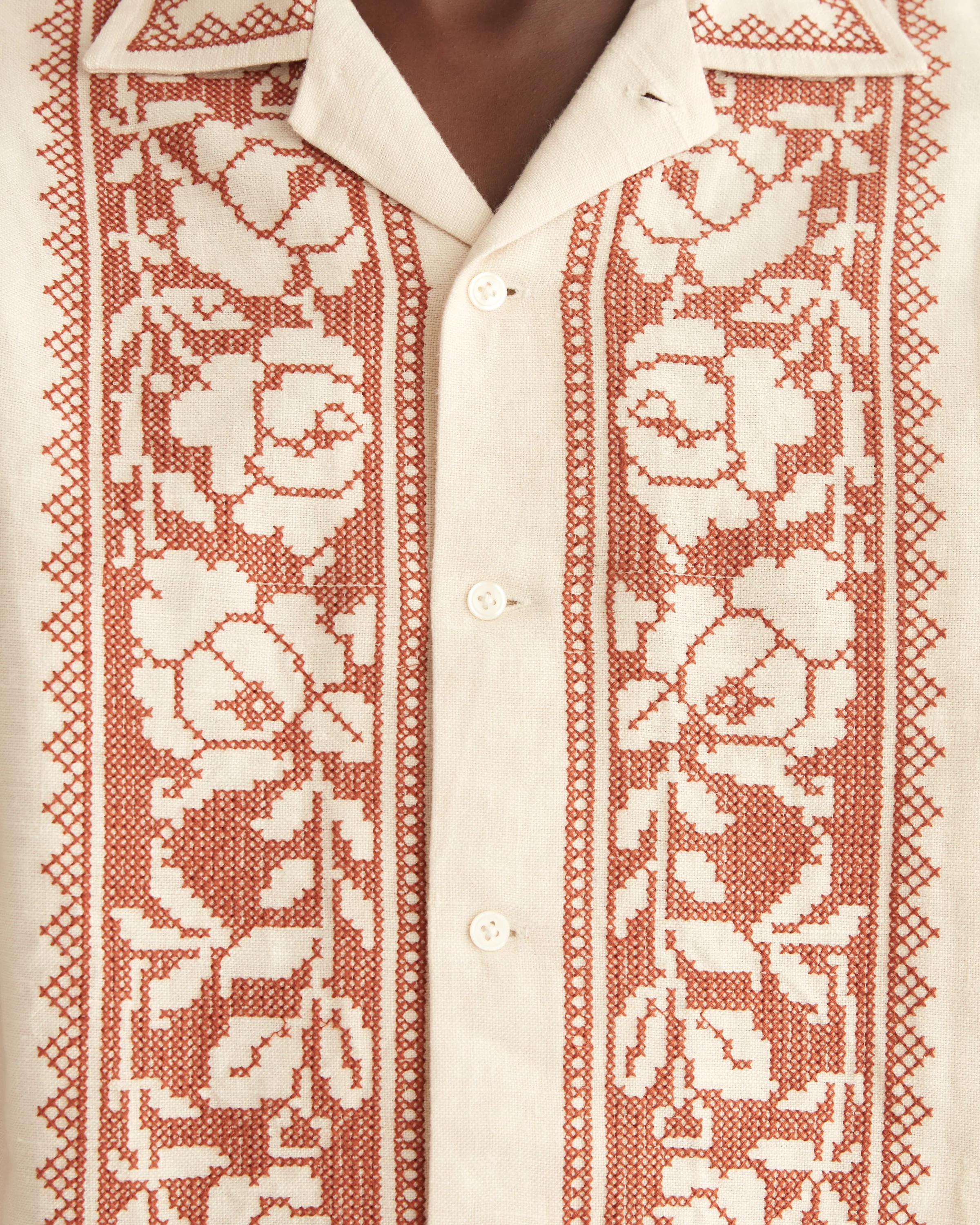 Cross-Stitched Rose Garland Long Sleeve Shirt - Image 2