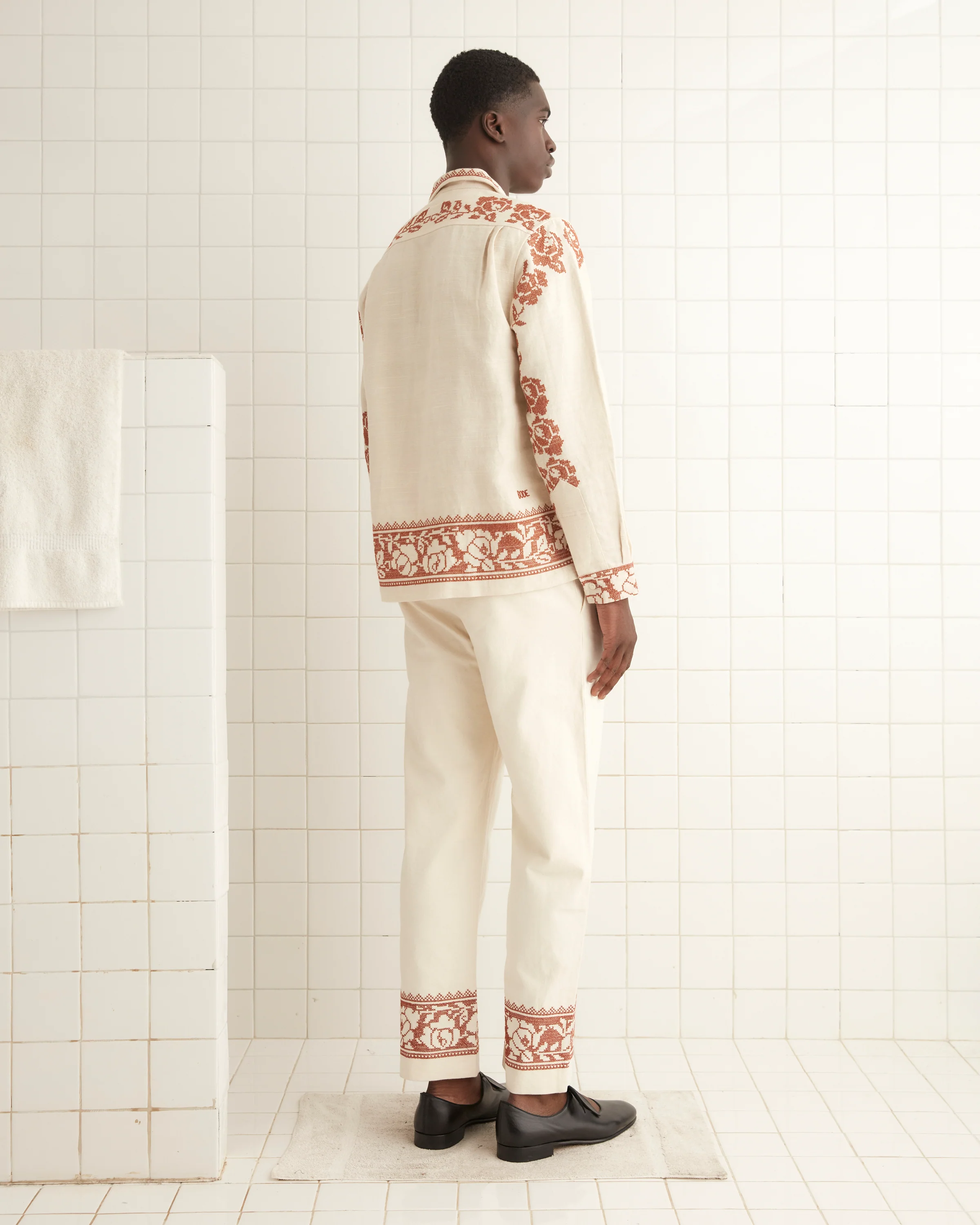 Cross-Stitched Rose Garland Long Sleeve Shirt - Image 3