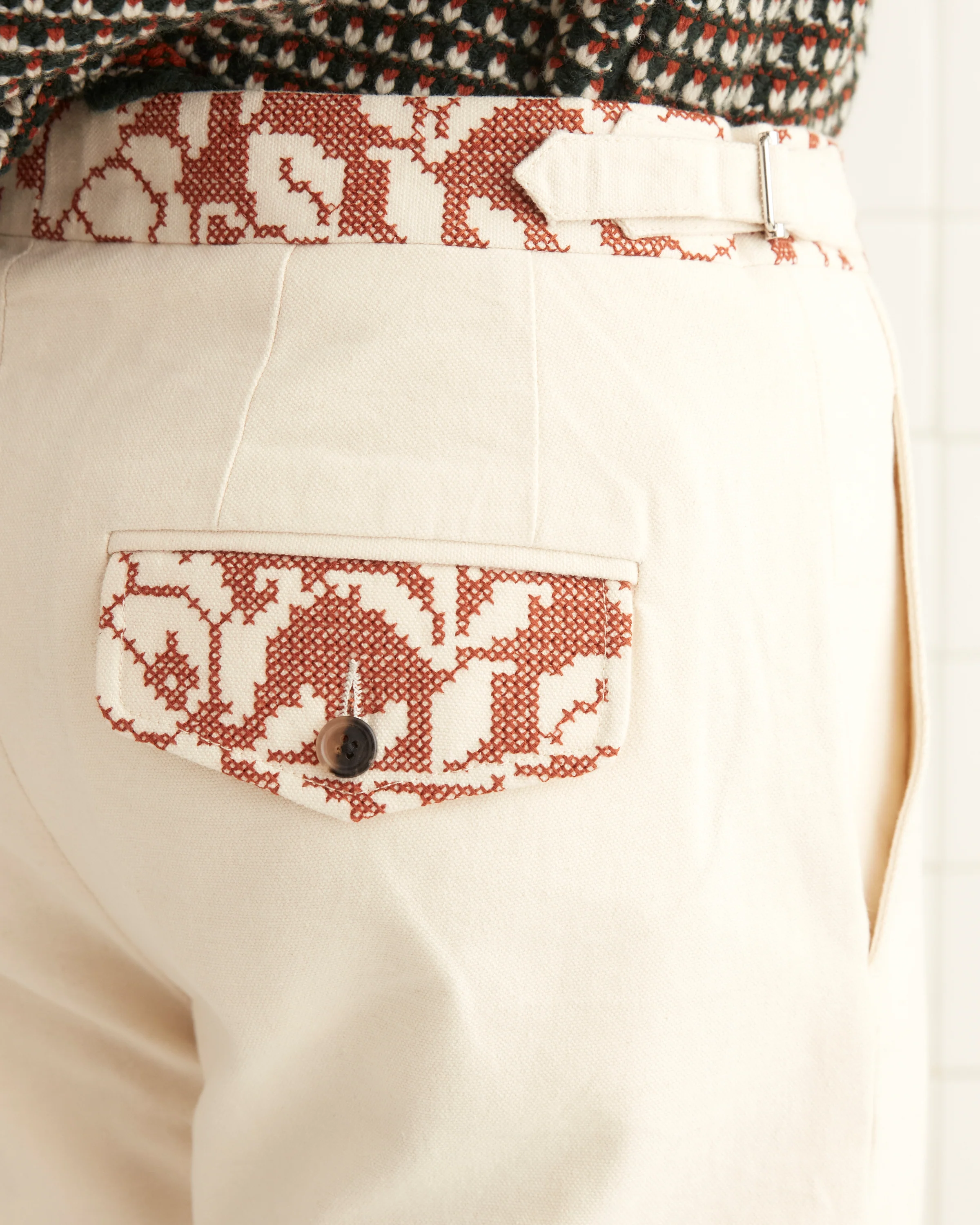 Cross-Stitched Rose Garland Trousers - Image 2