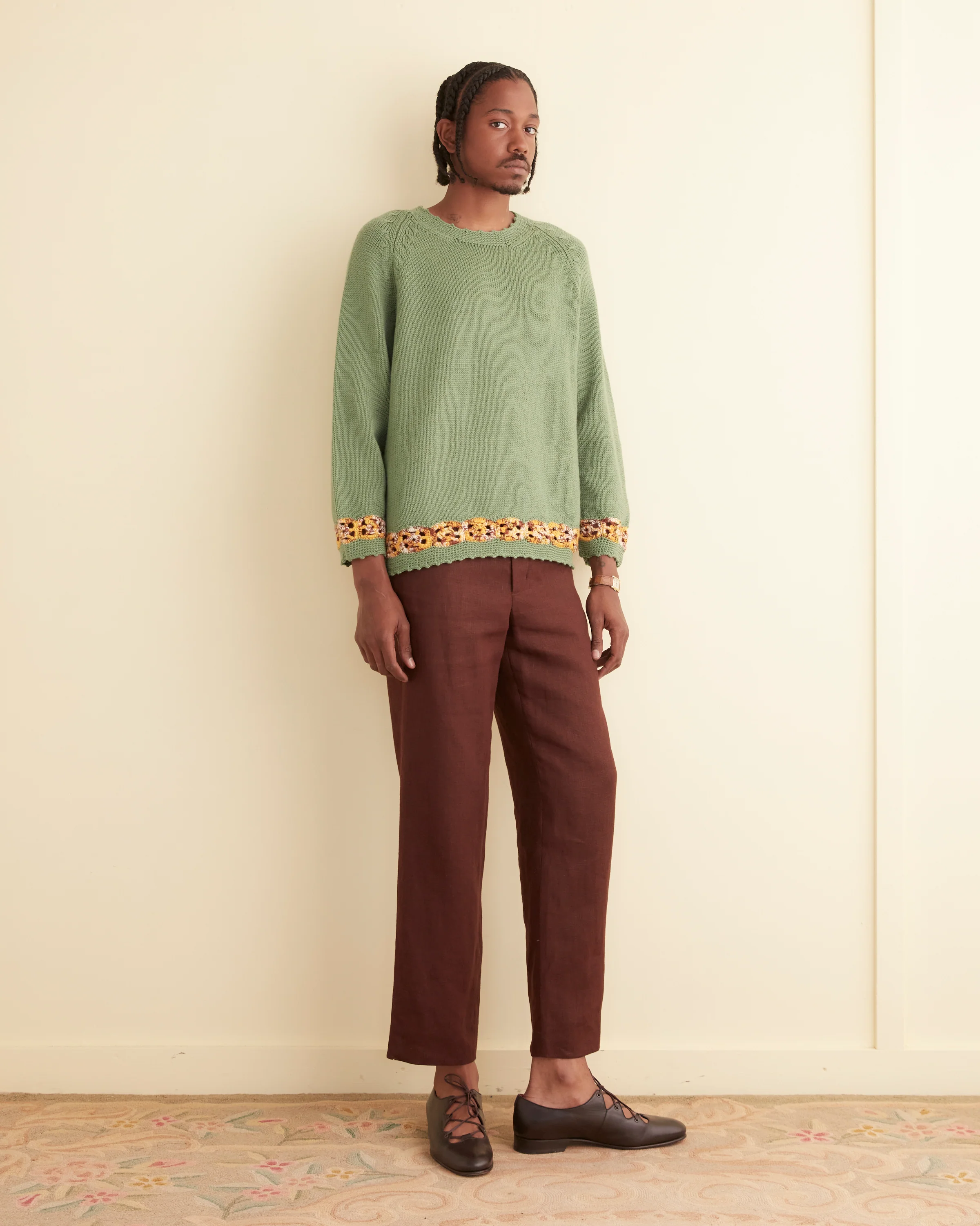 Daisy Garland Sweater - Green - Image 2