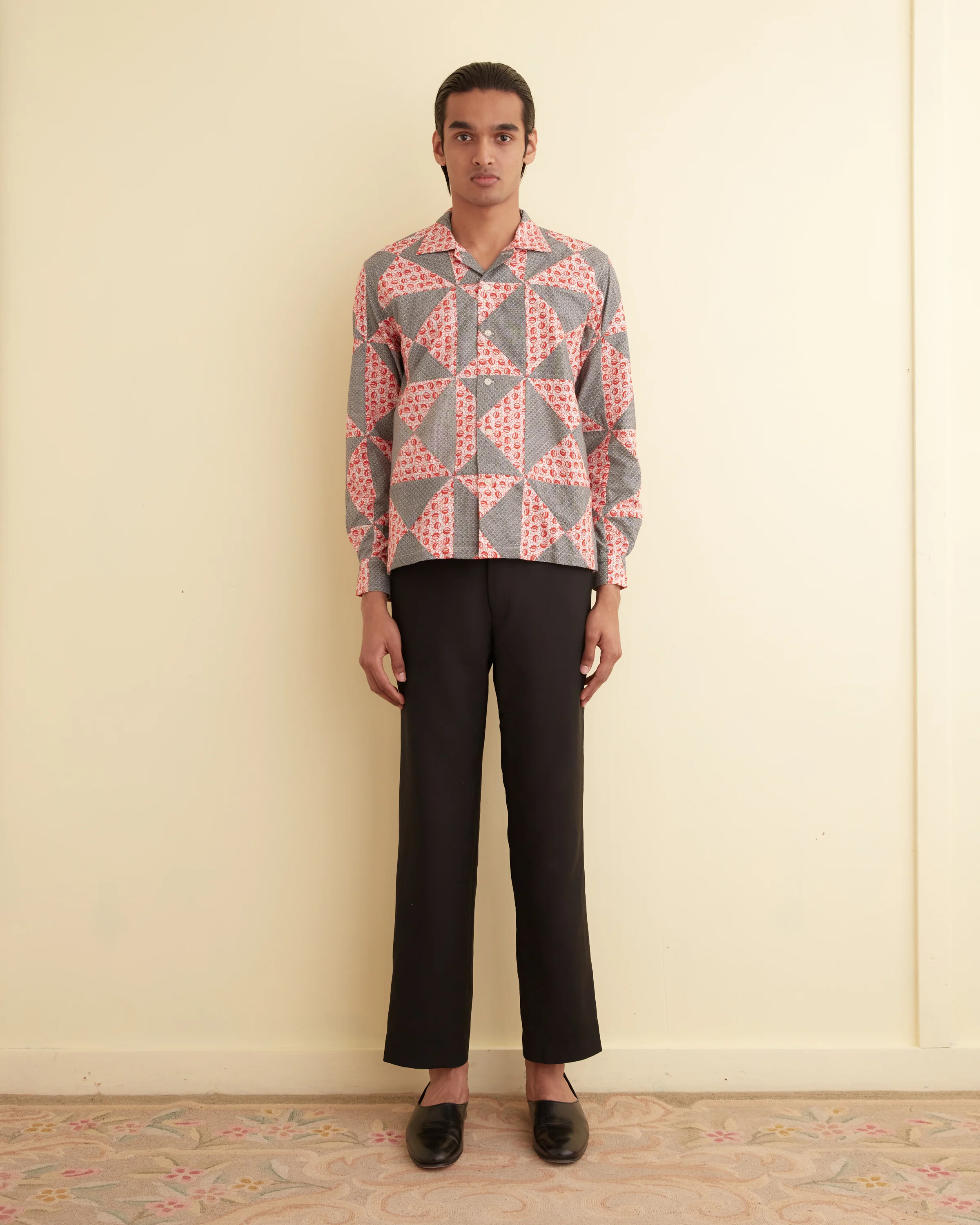 Deco Puzzle Patchwork Long Sleeve Shirt - Image 2