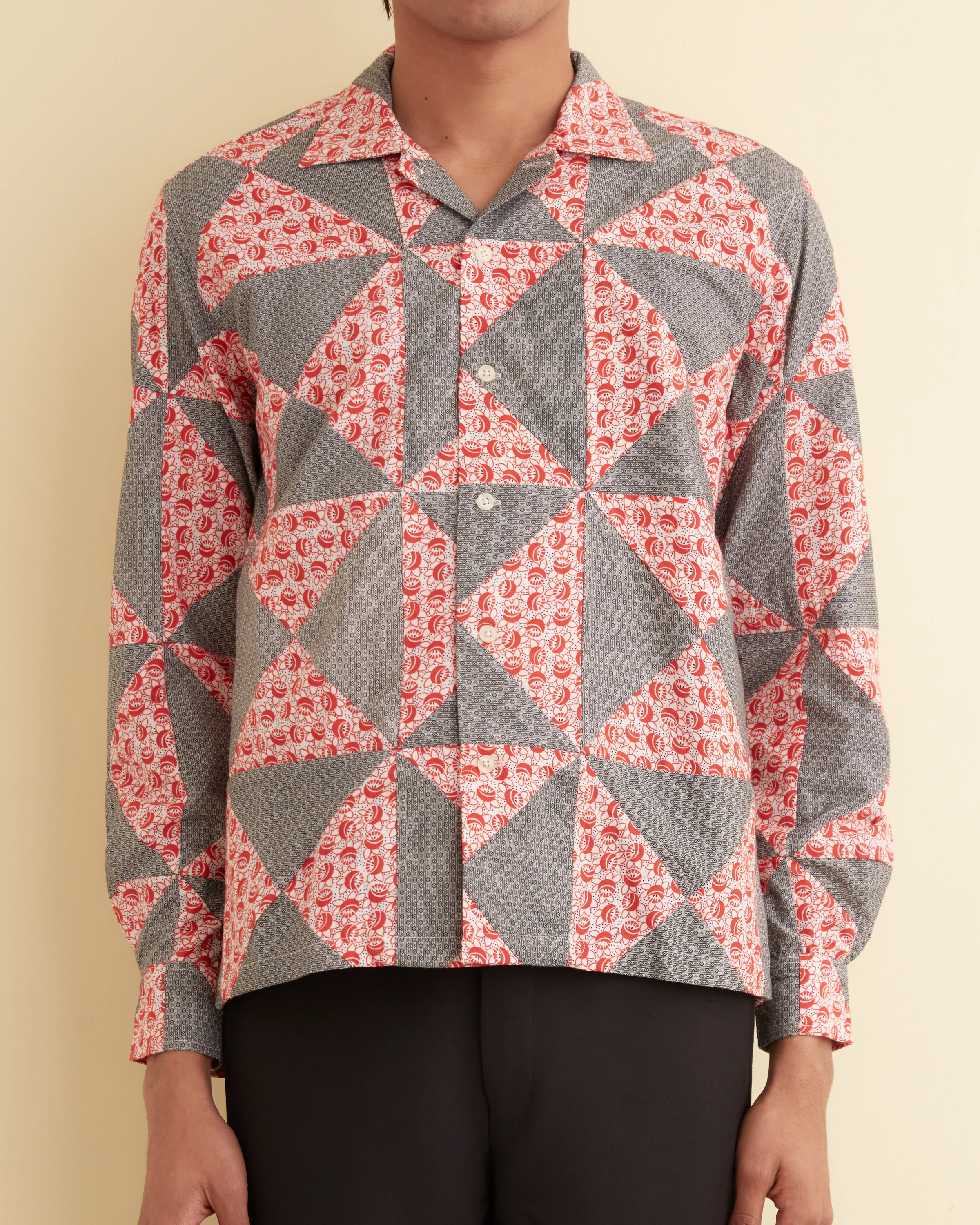 Deco Puzzle Patchwork Long Sleeve Shirt - Image 3