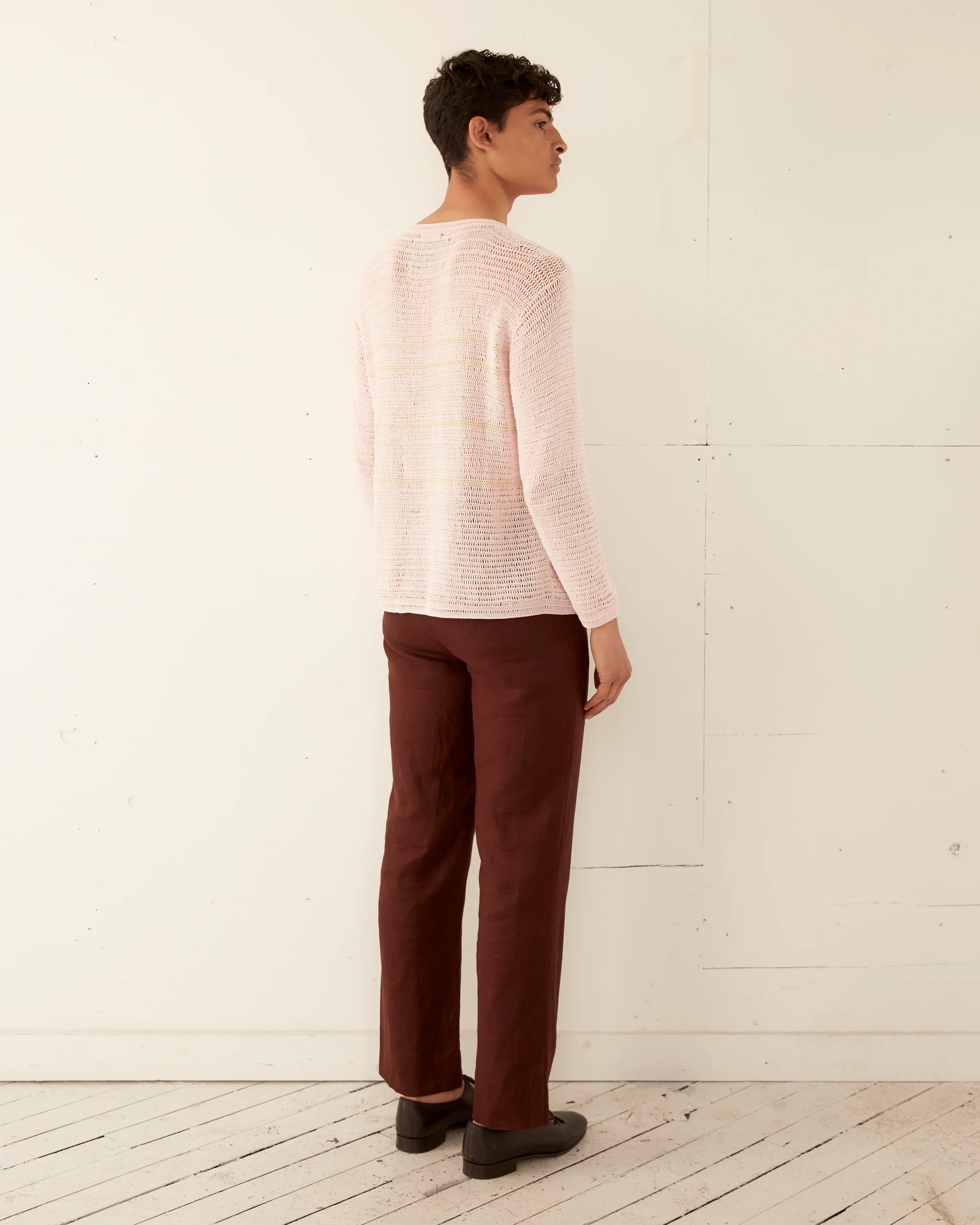 Delicate Stripe Crochet Pullover - Image 4