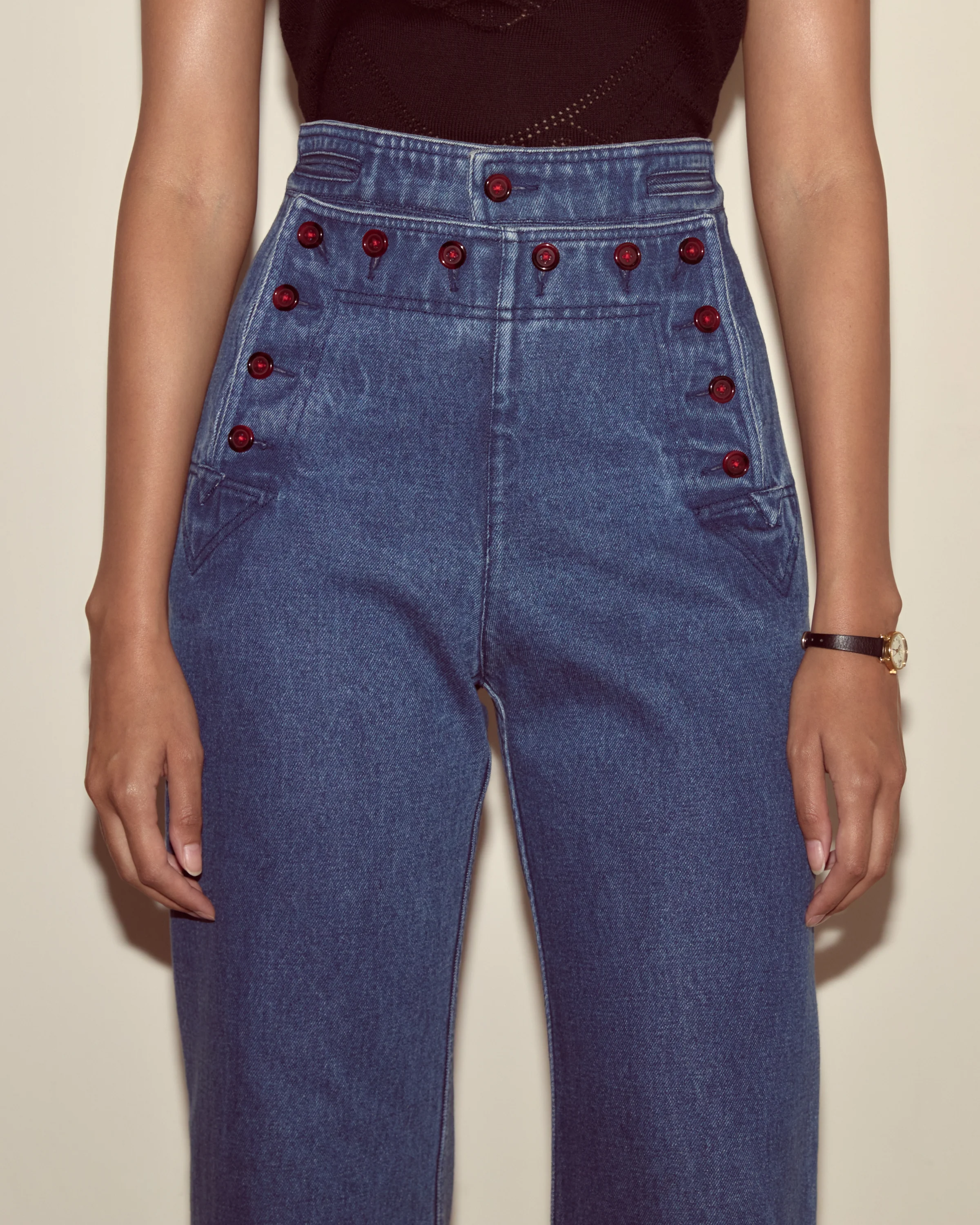 Denim Sailor Trousers - Image 2